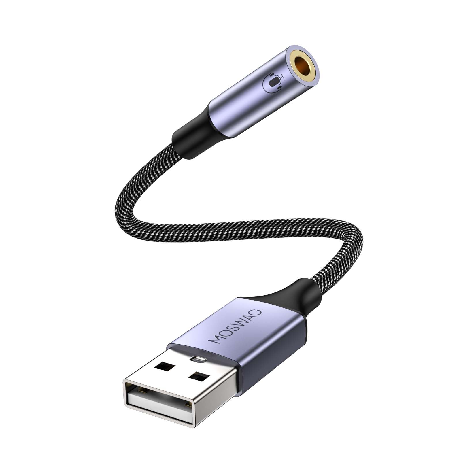 Foto 1 | Adaptador Usb A Conector De Audio Moswag De 20 Cm Con Estéreo Auxiliar De 3,5 Mm - Venta Internacional.