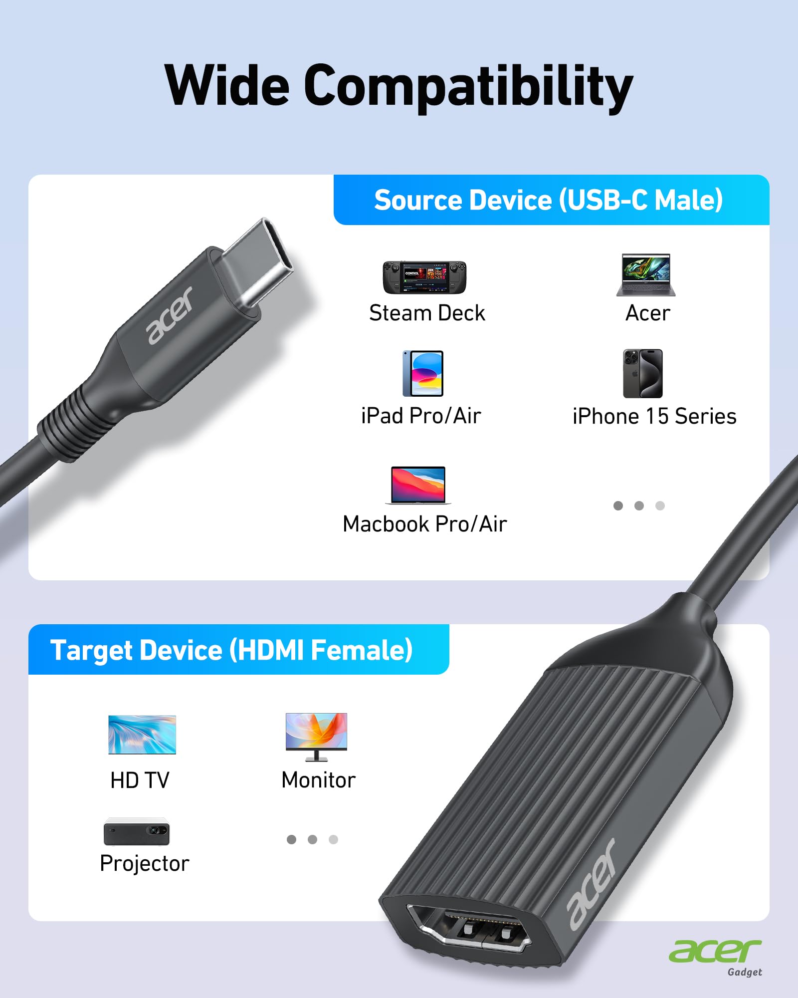Foto 7 pulgar | Adaptador Usb-c A Hdmi Acer 4k @60hz Para Macbook Pro/air - Venta Internacional.