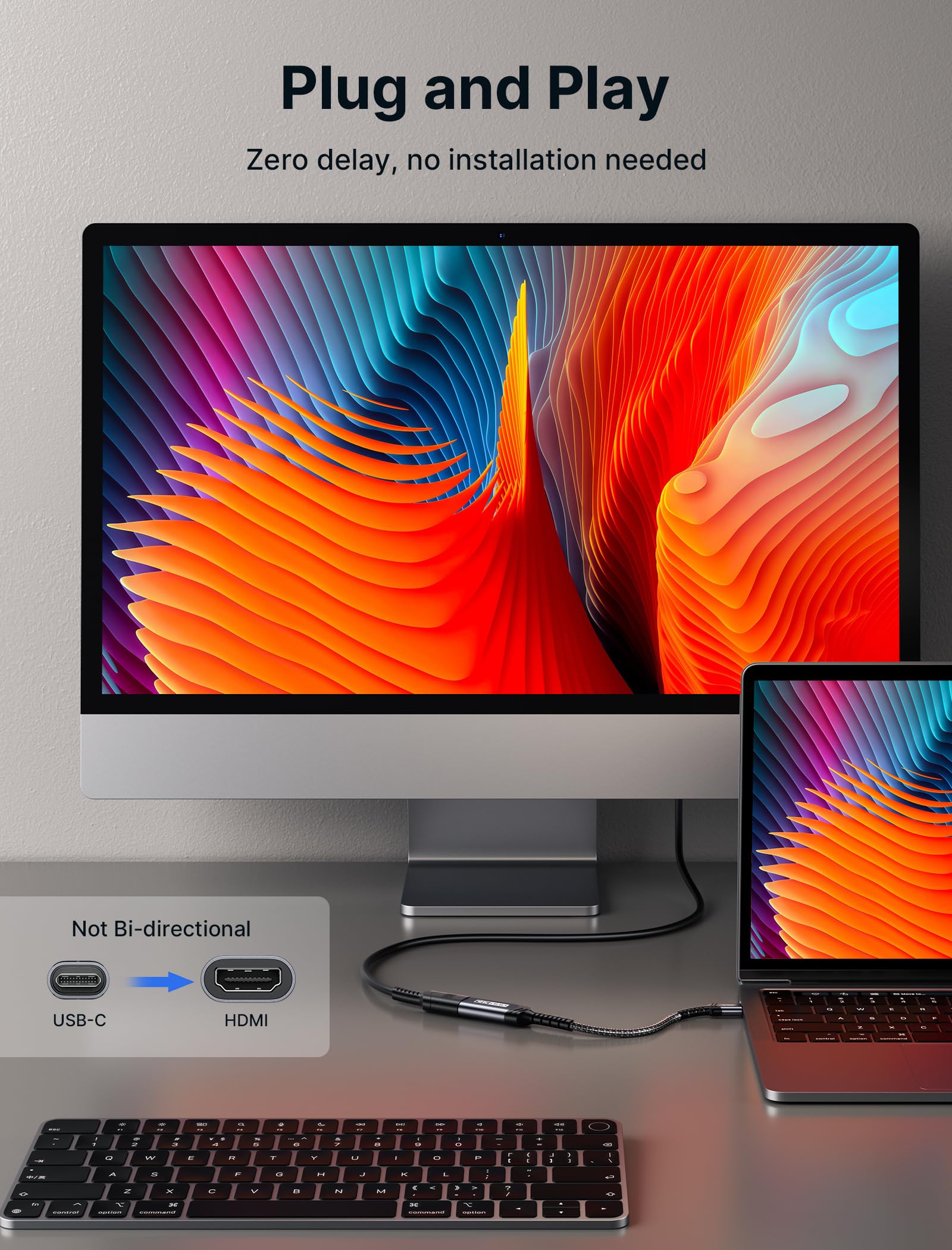 Foto 4 pulgar | Adaptador Usb C A Hdmi Jsaux 4k Tipo C Thunderbolt 3 Gris  Paquete De 2 - Venta Internacional.