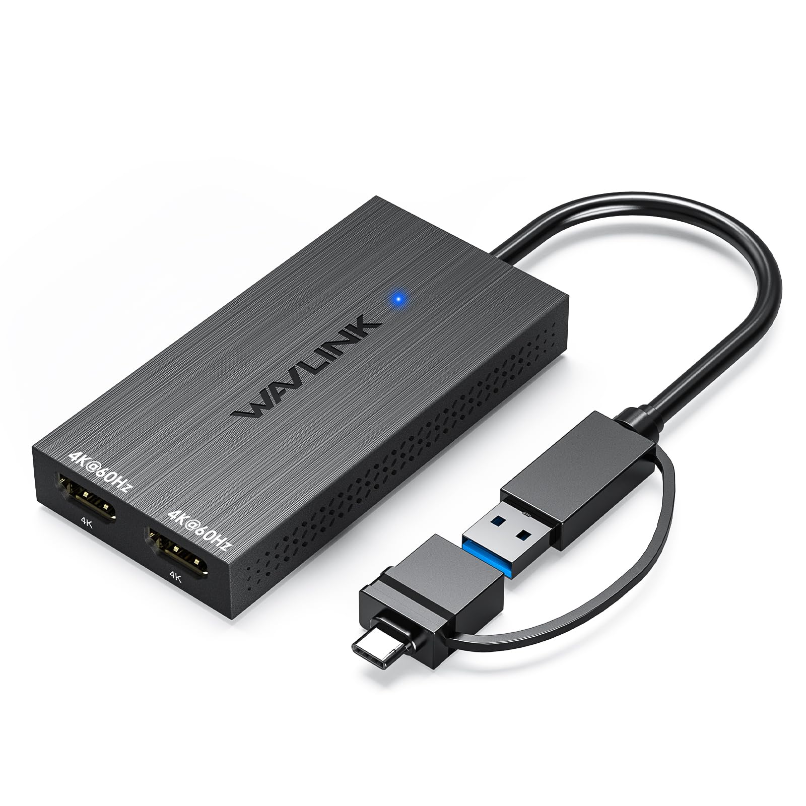 Adaptador Hdmi Dual Wavlink Usb-c Y Usb-a 4k @60hz Para 2 Monitores - Venta Internacional.