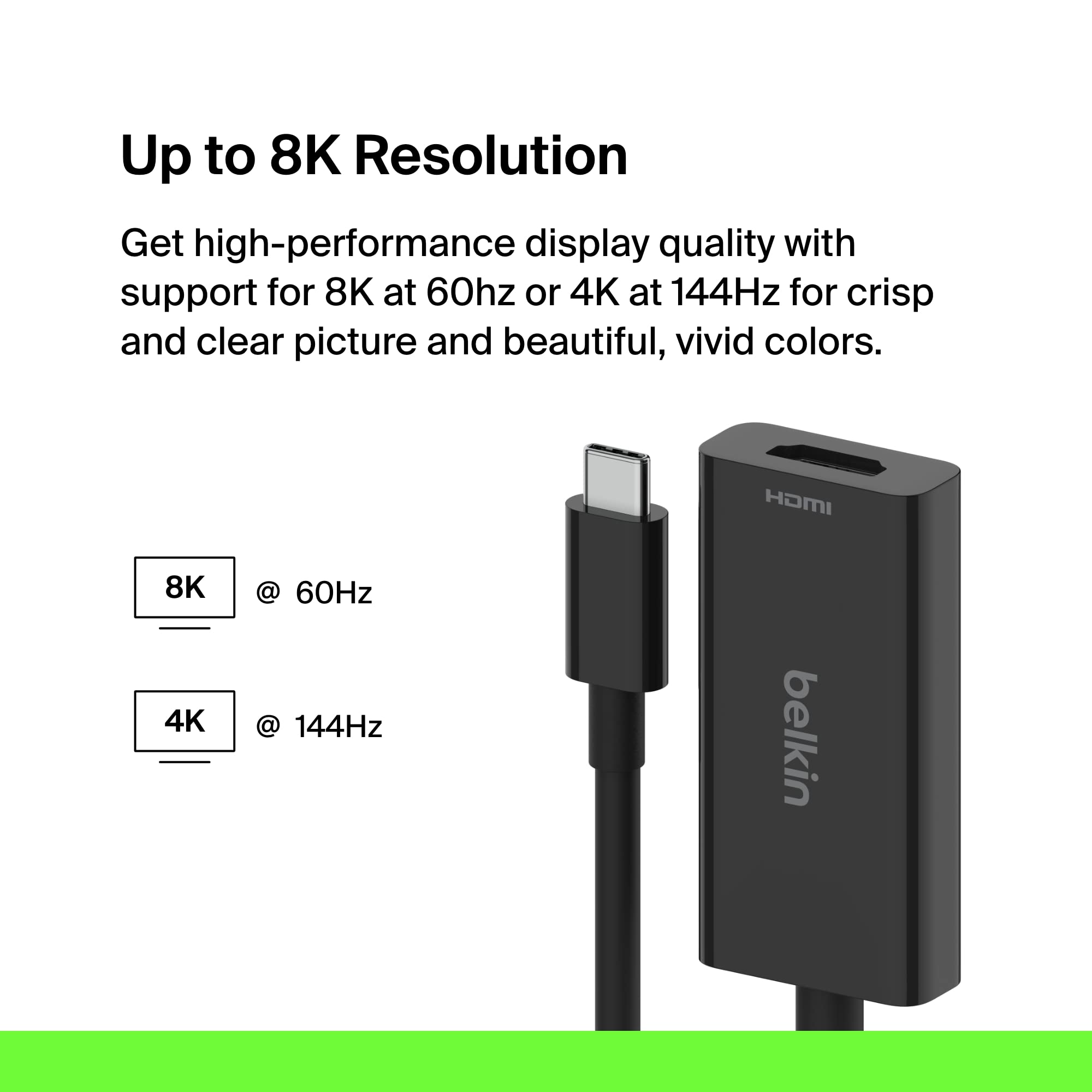 Foto 3 pulgar | Adaptador Belkin Usb-c A Hdmi 2.1 8k A 60 Hz  4k A 144 Hz Negro - Venta Internacional.