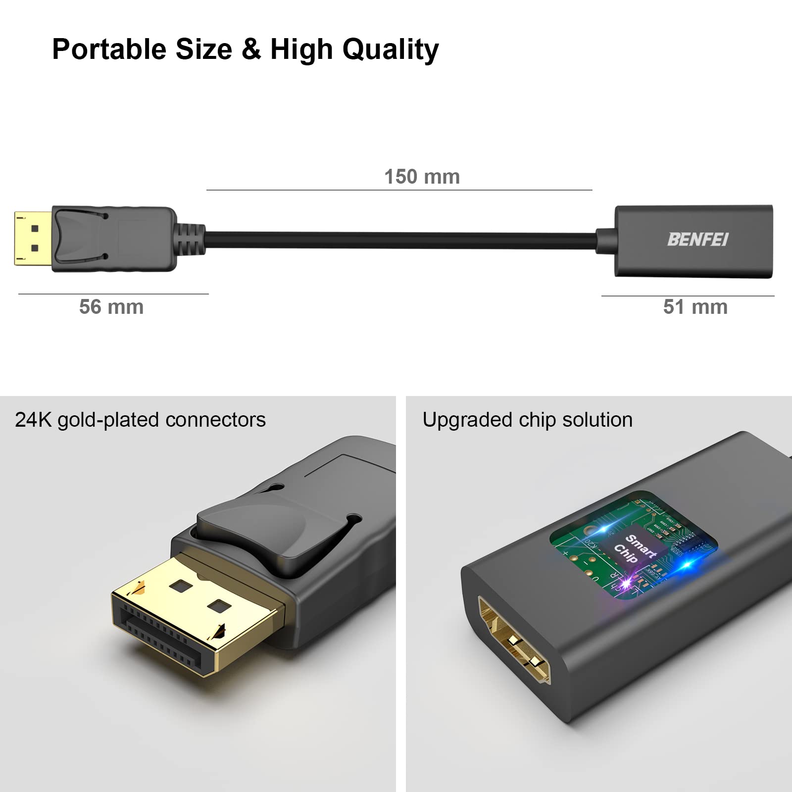 Foto 6 | Adaptador Displayport A Hdmi Benfei 4k  Paquete De 5  Macho A Hembra - Venta Internacional.