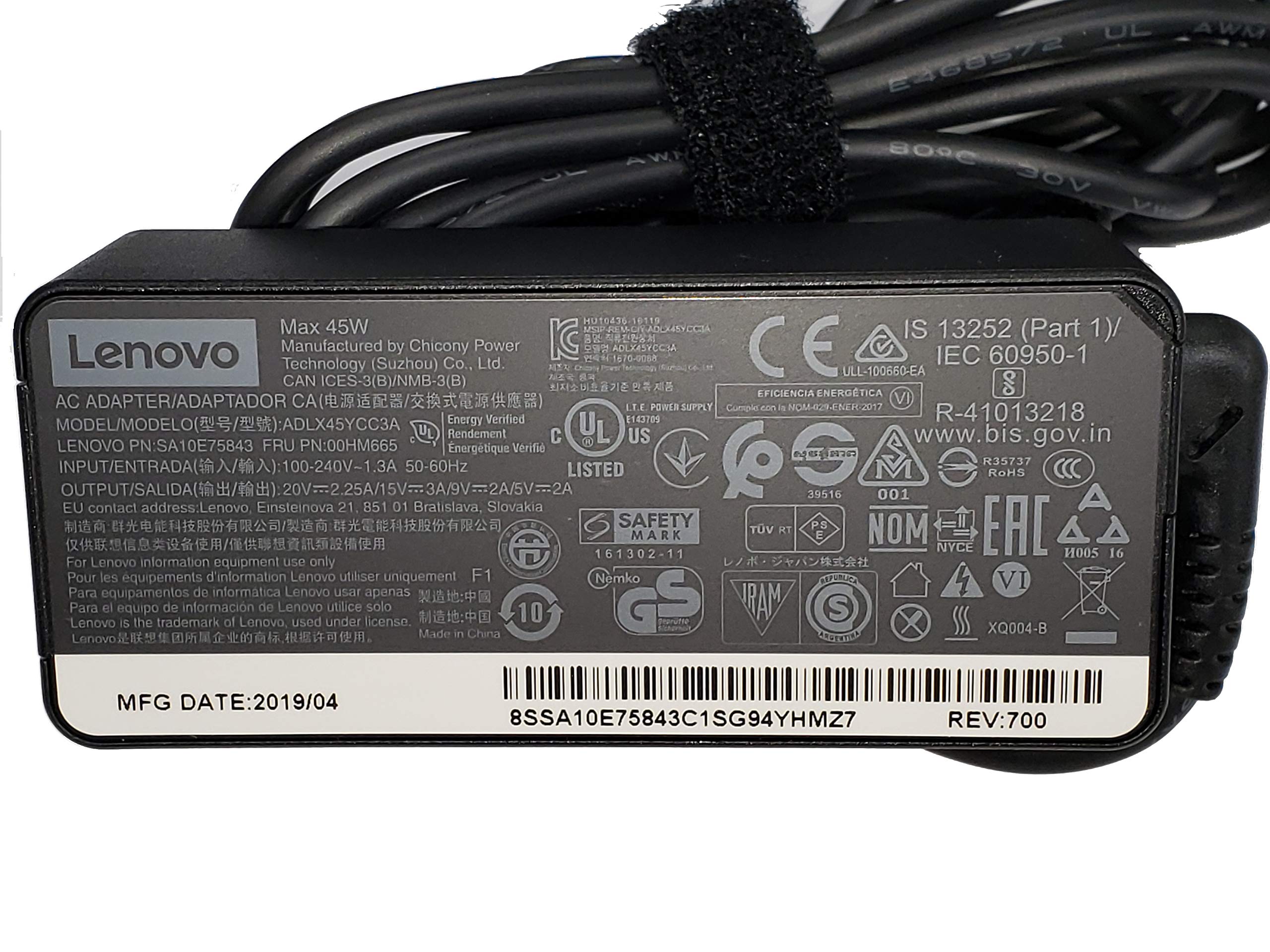 Foto 2 pulgar | Cargador Para Portátil, Adaptador De Corriente Alterna Usb Tipo C De 45 W - Lenovo - Venta Internacional.