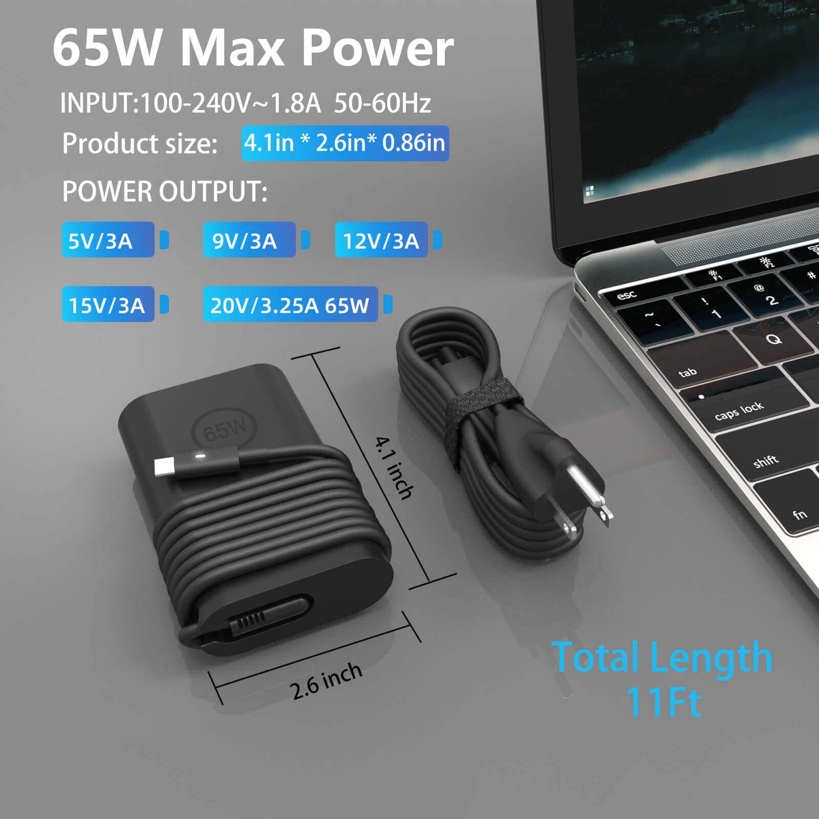 Foto 2 | Adaptador De Corriente Alterna Usb C De 65 W Y 45 W Para Dell Latitude 5420 5520 - Venta Internacional.