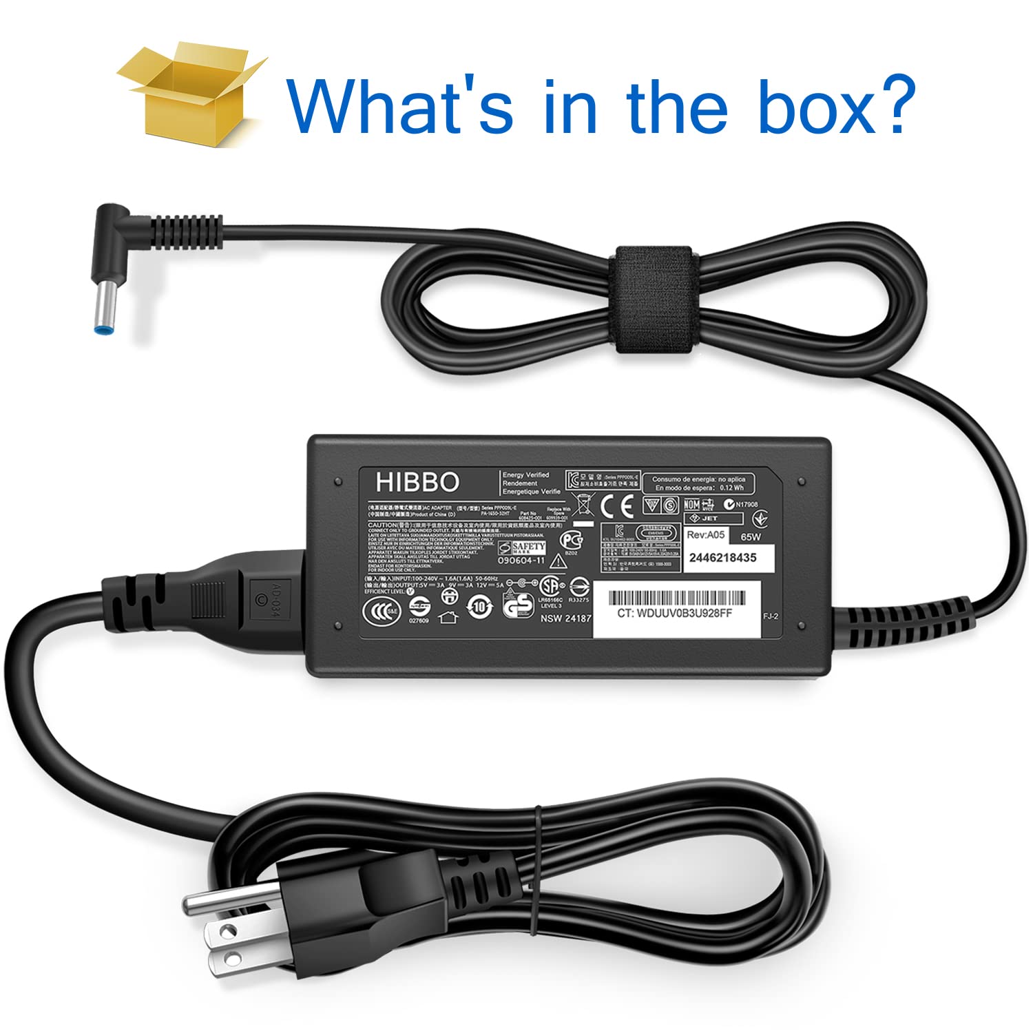 Foto 8 pulgar | Adaptador De Corriente Charger Hibbo De 65 W Y 45 W Con Punta Azul Inteligente Para Hp La - Venta Internacional.