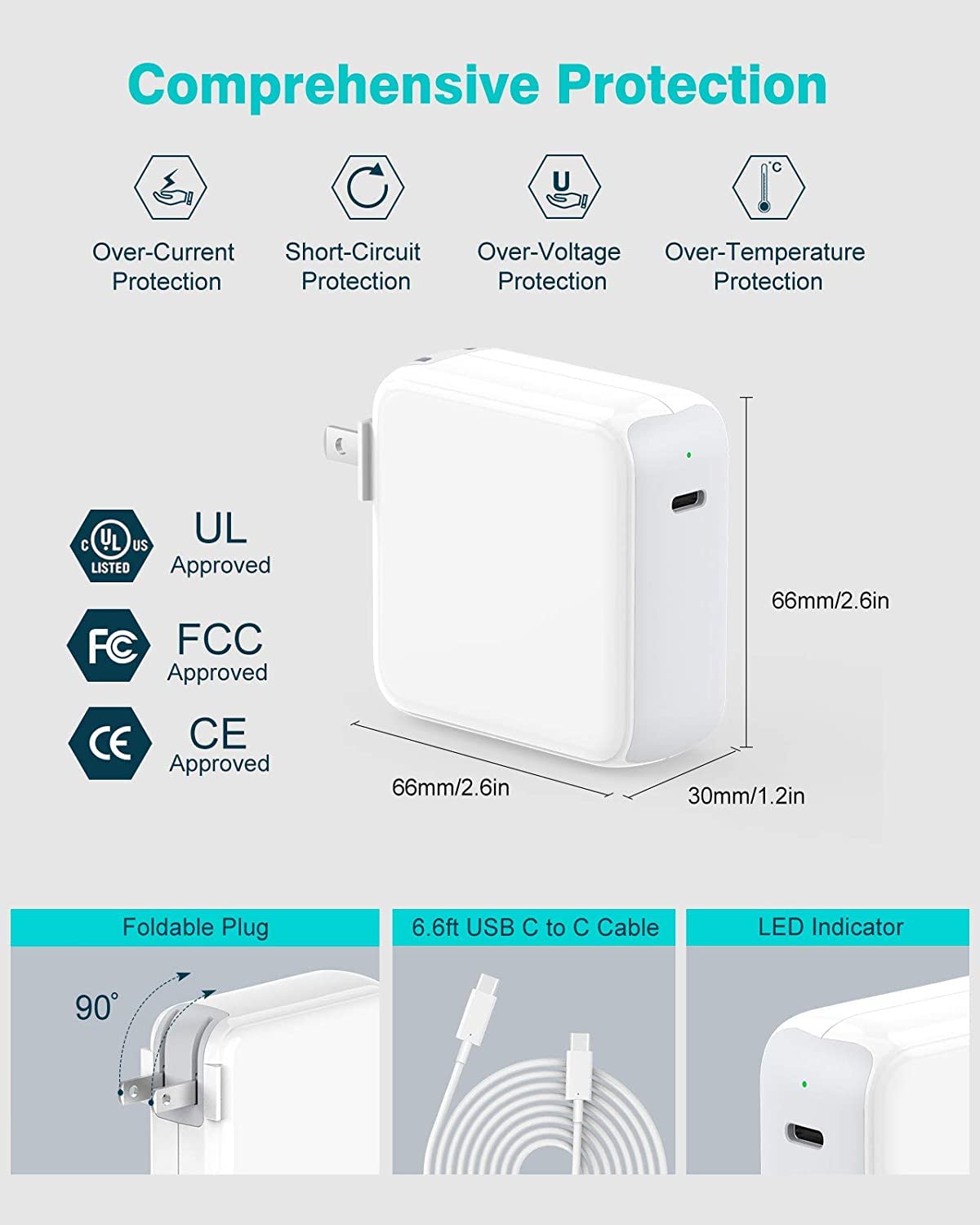 Foto 4 pulgar | Adaptador De Corriente Usb C Charger Ifeart De 67 W Para Macbook Air/pro - Venta Internacional.
