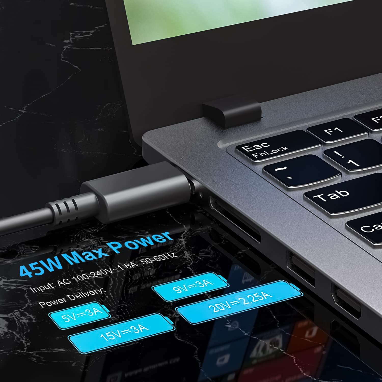 Foto 5 pulgar | Cargador Usb-c De 45 W Para Hp Chromebook X360 14 - Venta Internacional.