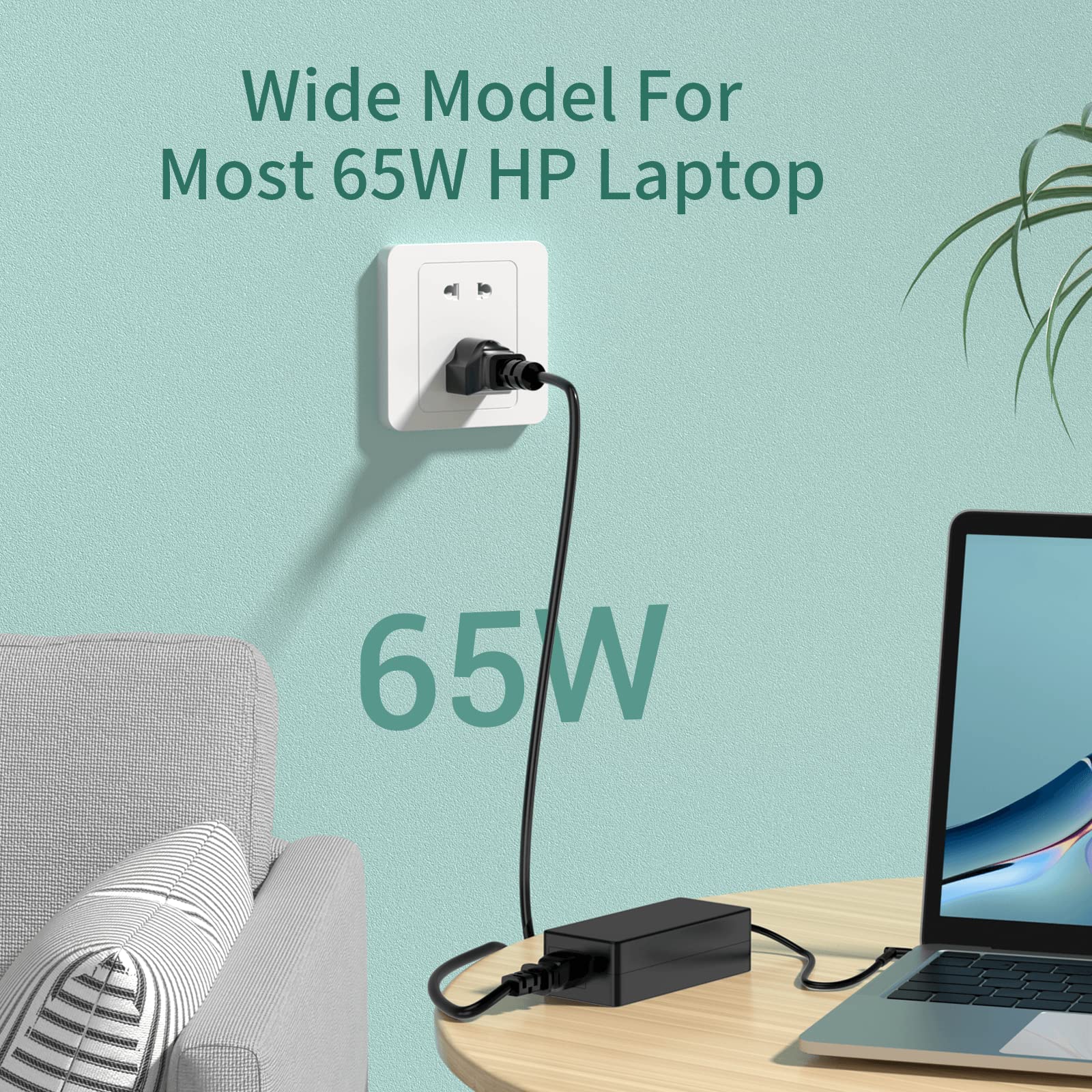 Foto 3 pulgar | Cargador Portátil Con Adaptador Ac De 65 W Y 45 W Para Hp Envy Pavilion - Venta Internacional.