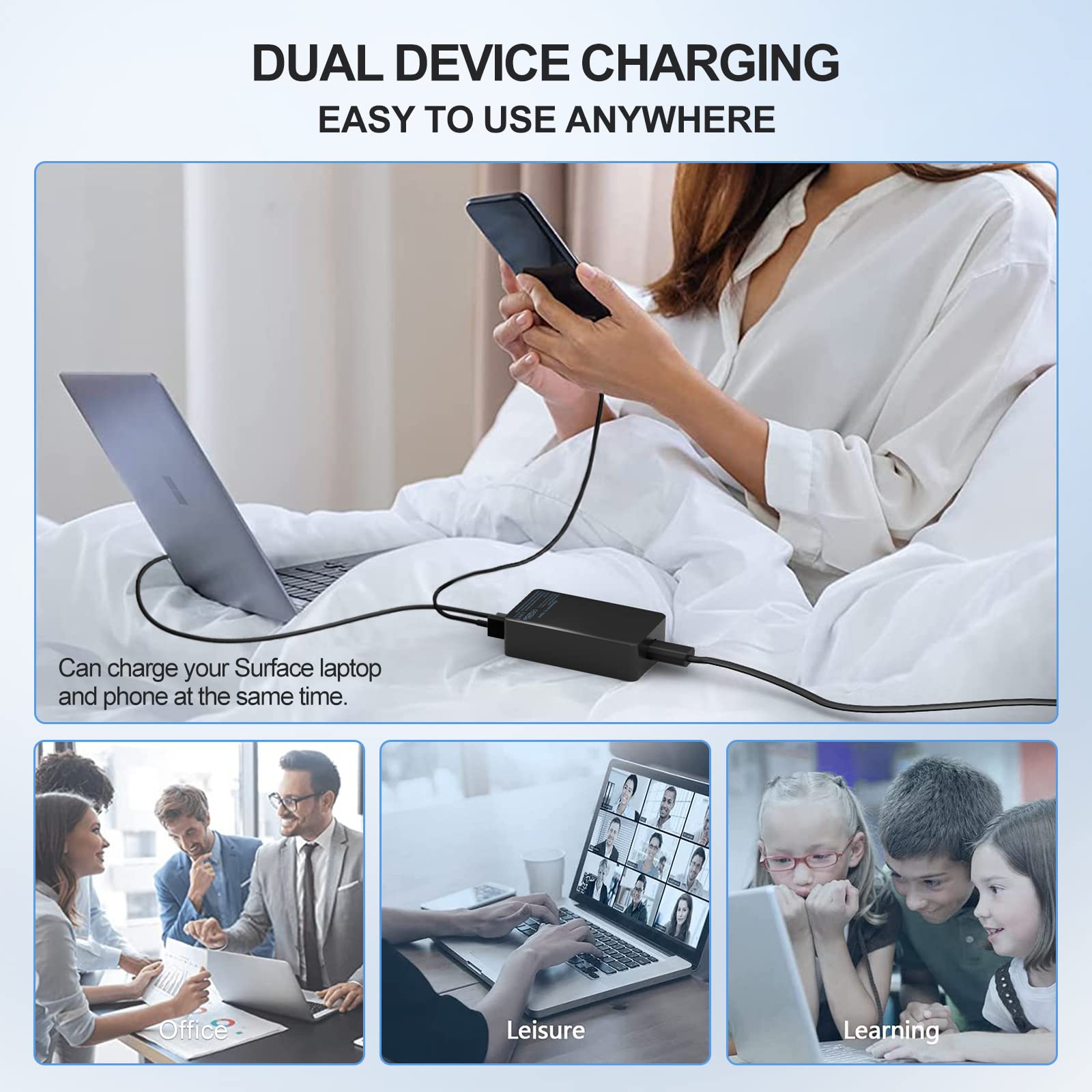 Foto 8 pulgar | Cargador De 65 W Para Microsoft Surface Pro 9, 8, 7+, 7, 6, 5, 4,  - Venta Internacional.