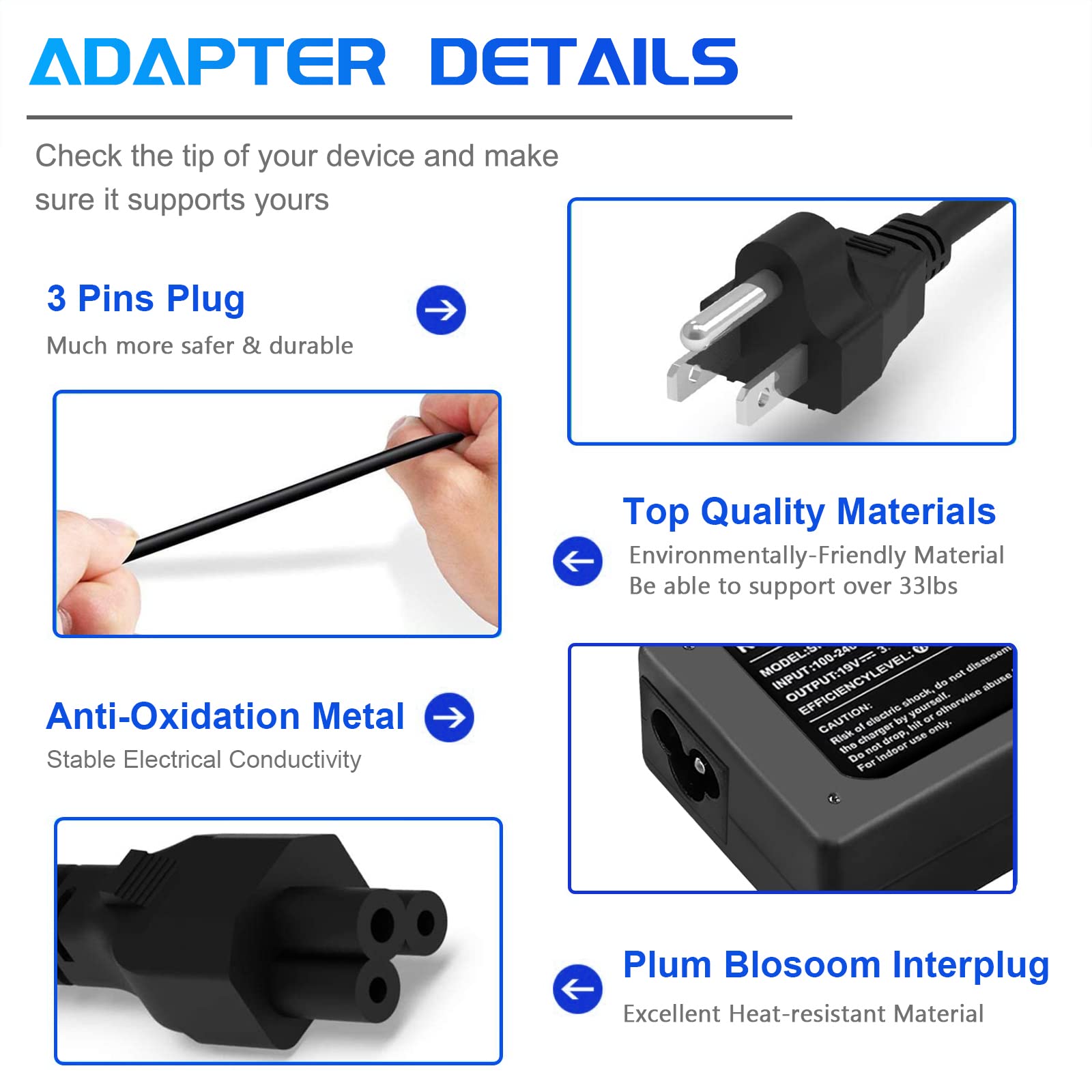 Foto 4 pulgar | Adaptador Ac Easy Style De 65 W, 19 V Y 3,42 A De Repuesto Para Acer - Venta Internacional.