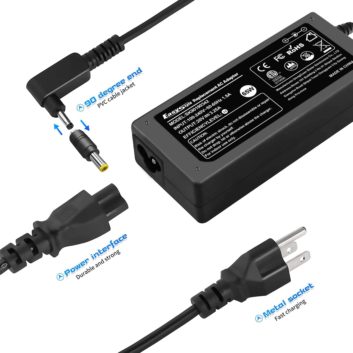 Foto 6 pulgar | Adaptador Ac Easy Style De 65 W, 19 V Y 3,42 A De Repuesto Para Acer - Venta Internacional.