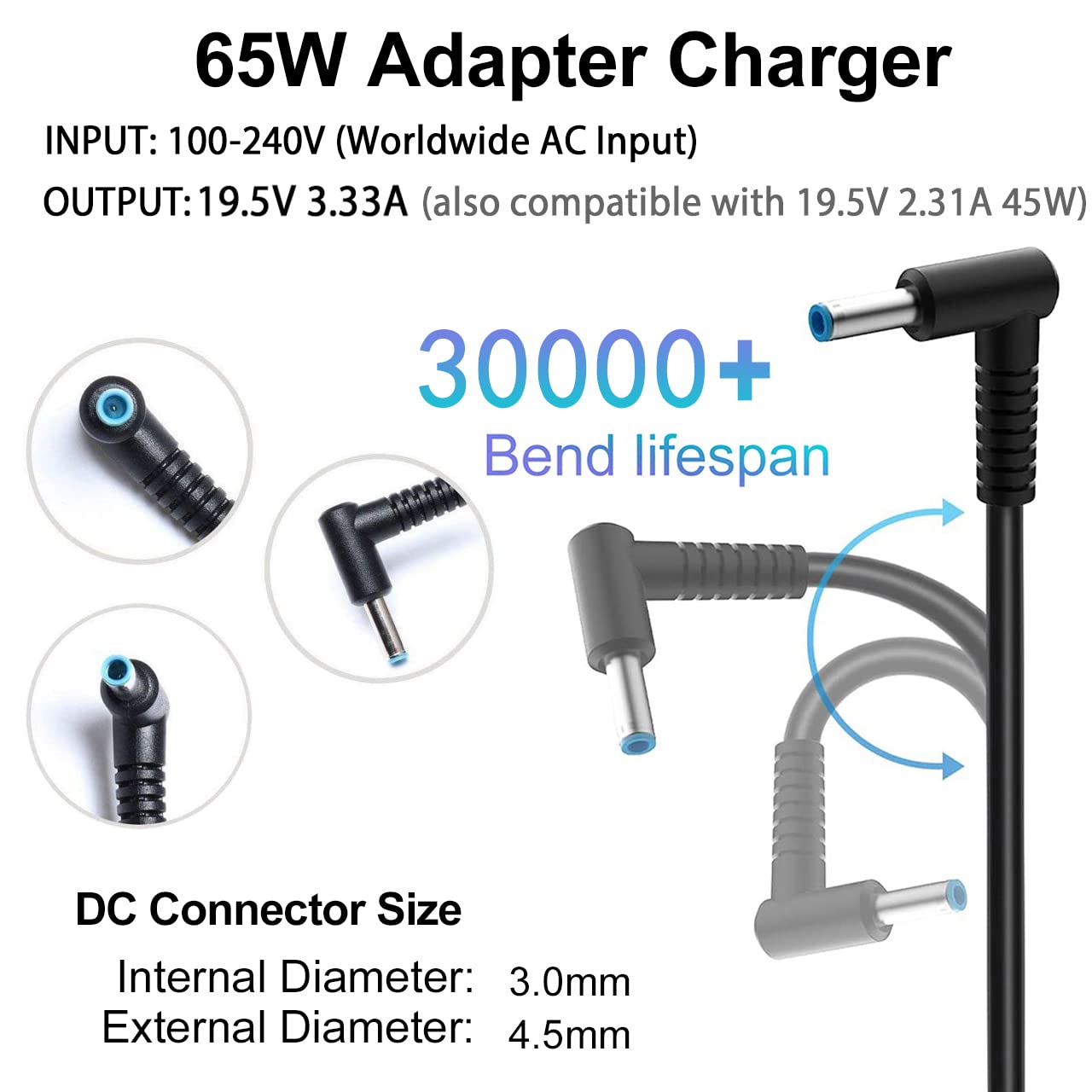 Foto 2 | Cargador De Portátil Hp De 65 W Para Pavilion X360 14 15 17, Envy 13 15 - Venta Internacional.