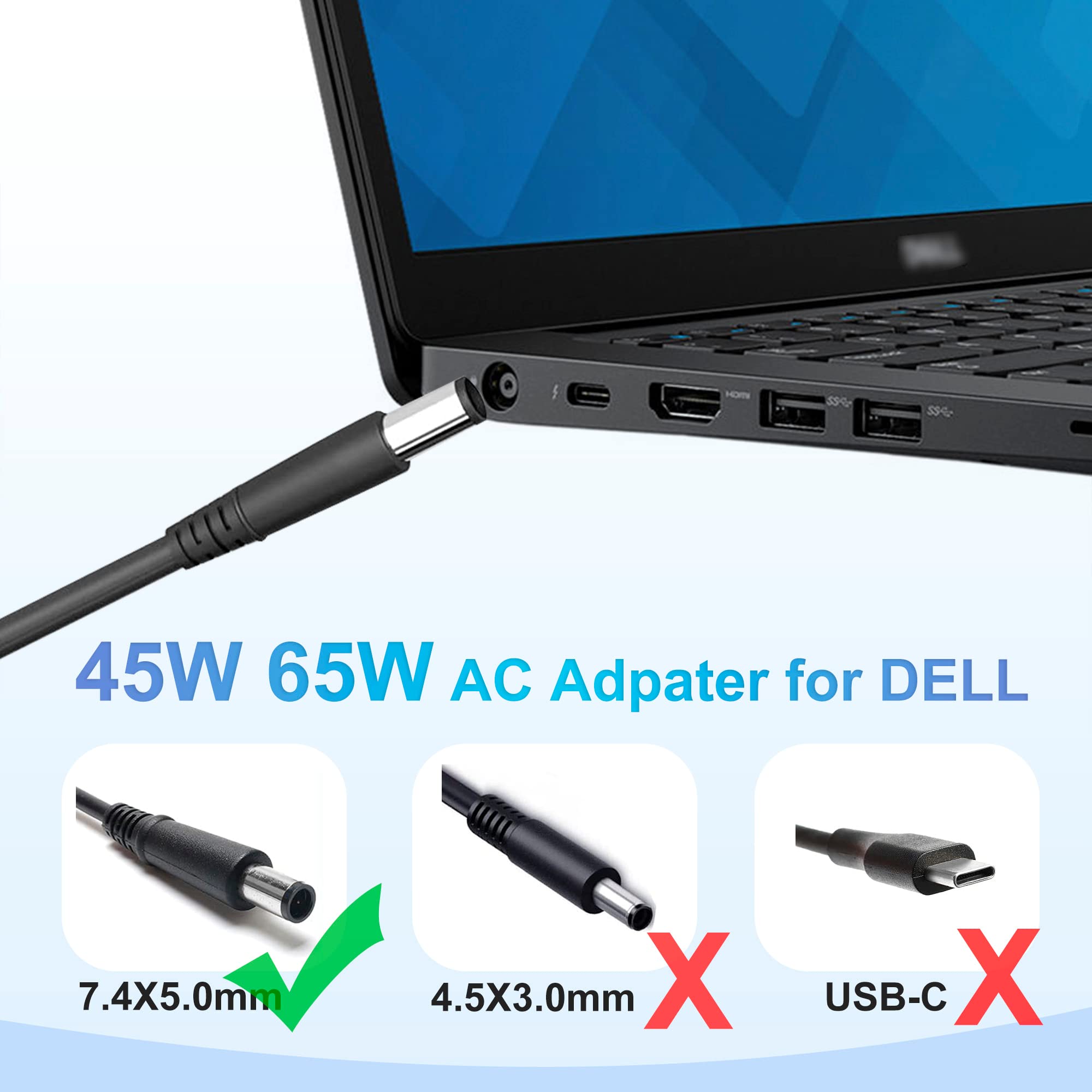 Foto 4 | Cargador De Portátil Y Adaptador Ac De 65 W Y 19,5 V Para Dell Latitude - Venta Internacional.