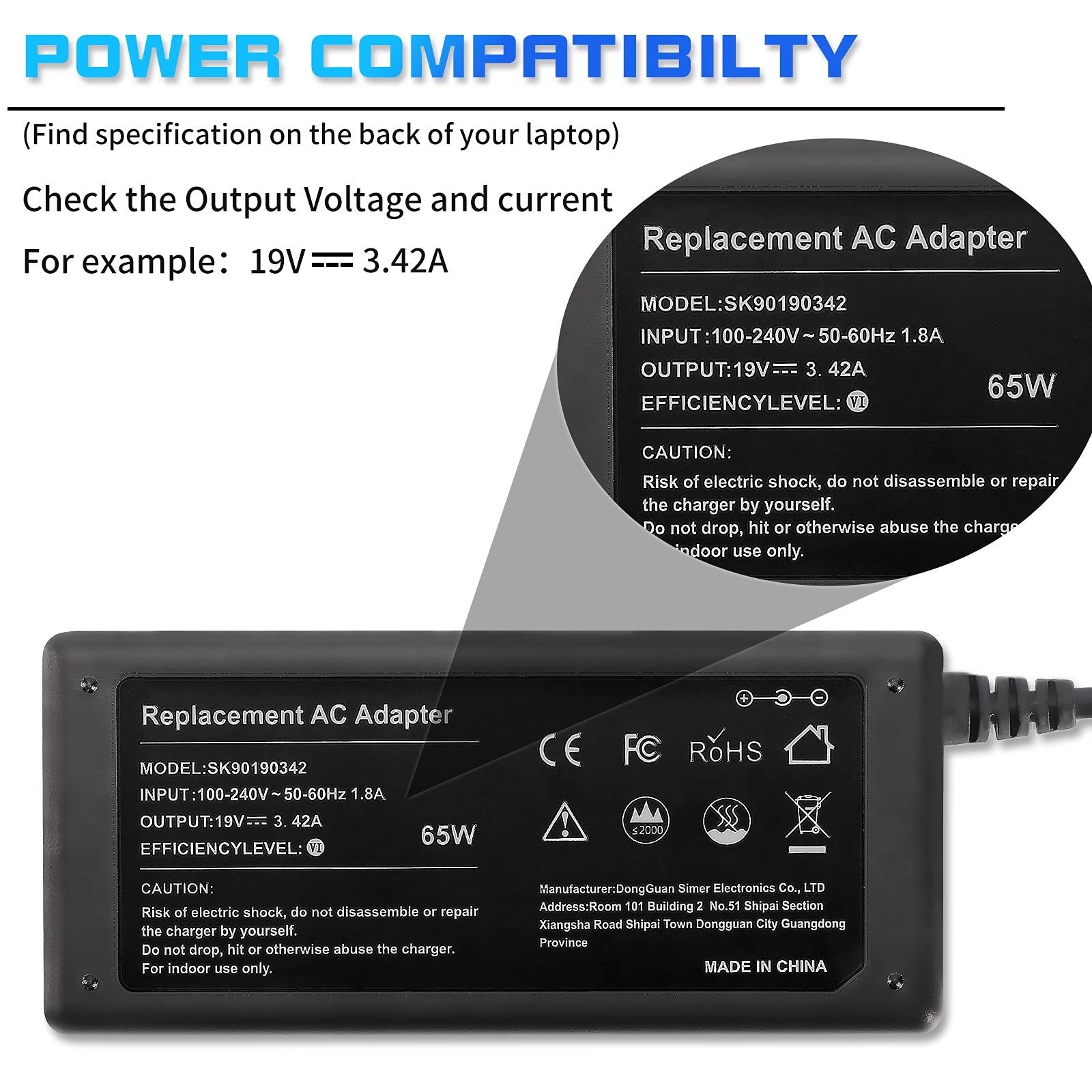 Foto 7 pulgar | Adaptador Ac Easy Style De 65 W, 19 V Y 3,42 A para Acer Repuesto de alta calidad - Venta Internacional.