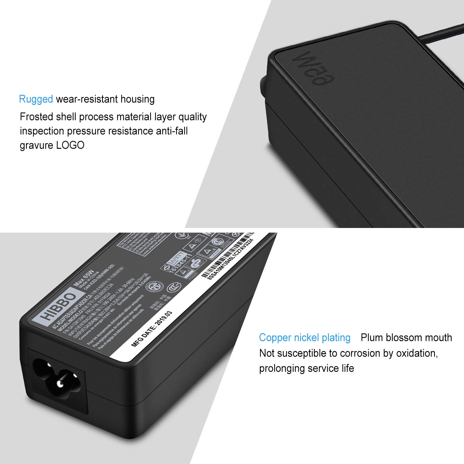 Foto 3 pulgar | Adaptador De Corriente Rápida Charger Hibbo 65w 45w Usb C Para Lenovo La - Venta Internacional.