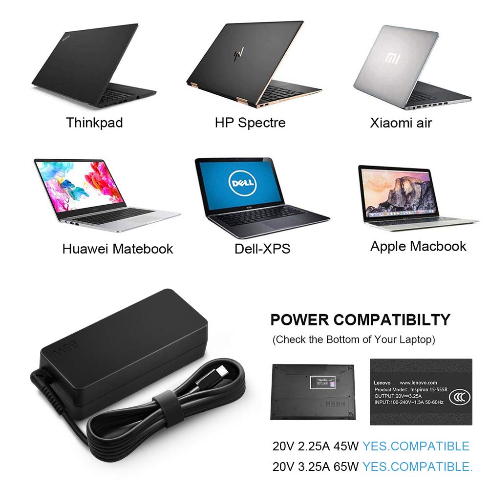 Foto 7 pulgar | Adaptador De Corriente Rápida Charger Hibbo 65w 45w Usb C Para Lenovo La - Venta Internacional.