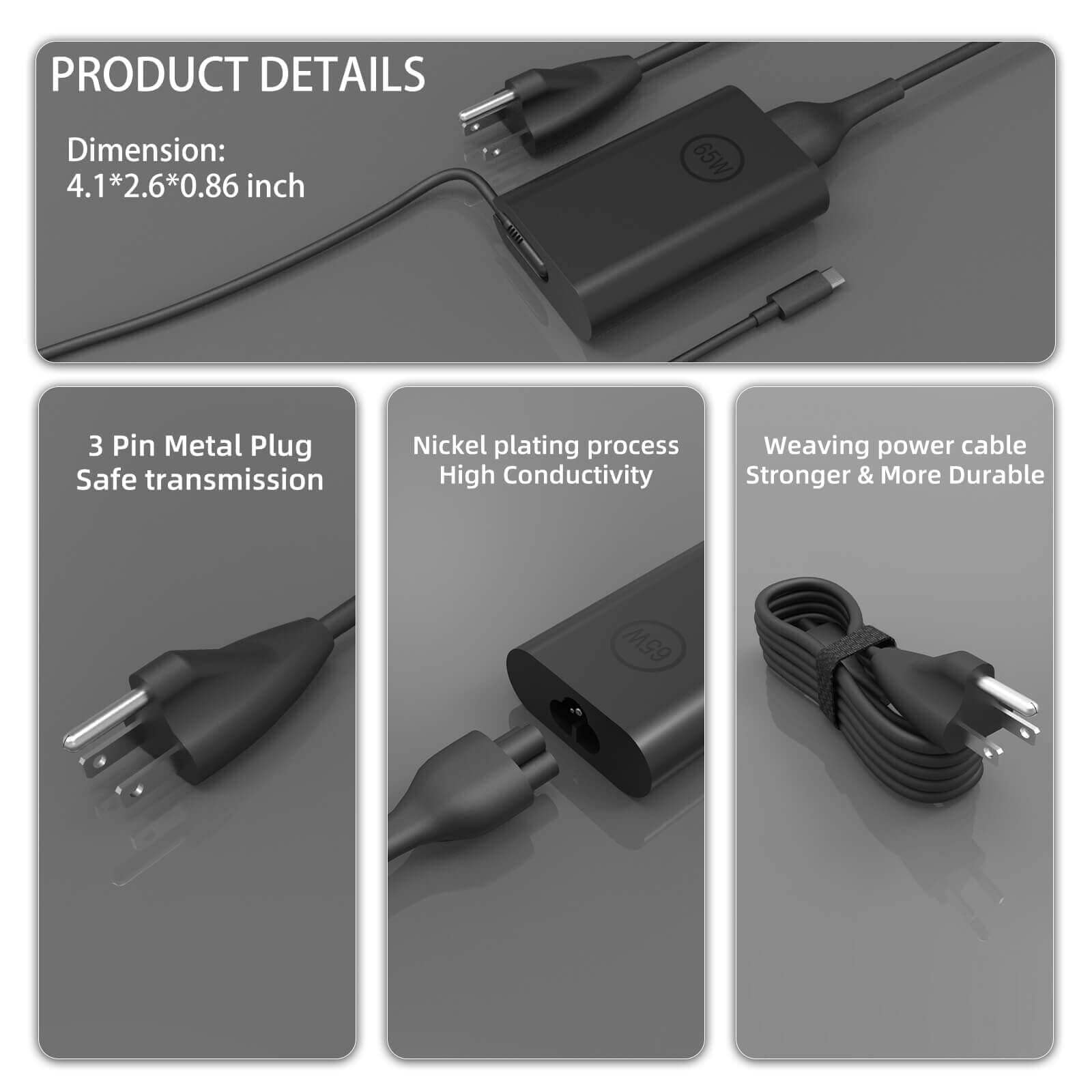 Foto 5 | Adaptador Ac Cargador Usb C de 65 W de Dell para Latitude 5420 5520 - Venta Internacional