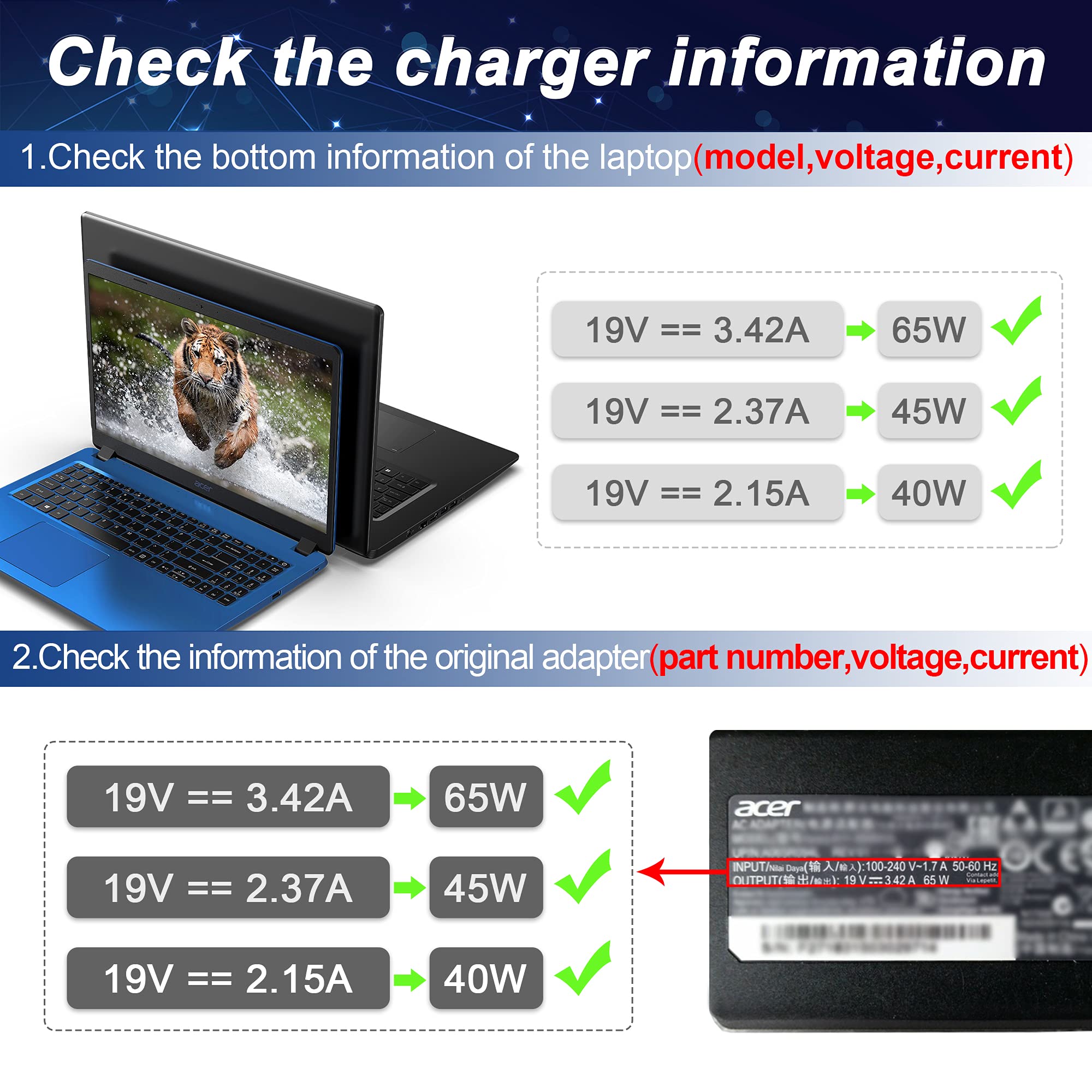 Foto 4 pulgar | Cargador Portátil Wzxhu 65w Para Acer Aspire 5 Chromebook C720 - Venta Internacional.