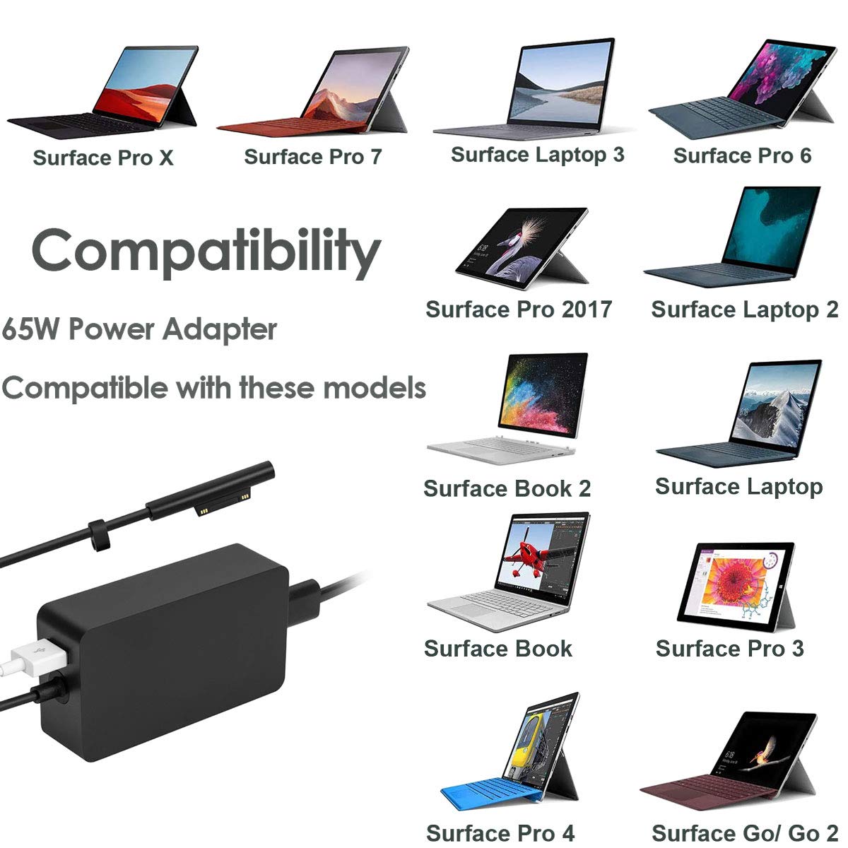 Foto 3 pulgar | Fuente De Alimentación Charger Ptioatns De 65 W Para Surface Pro 3/4/5/6/7/ - Venta Internacional.