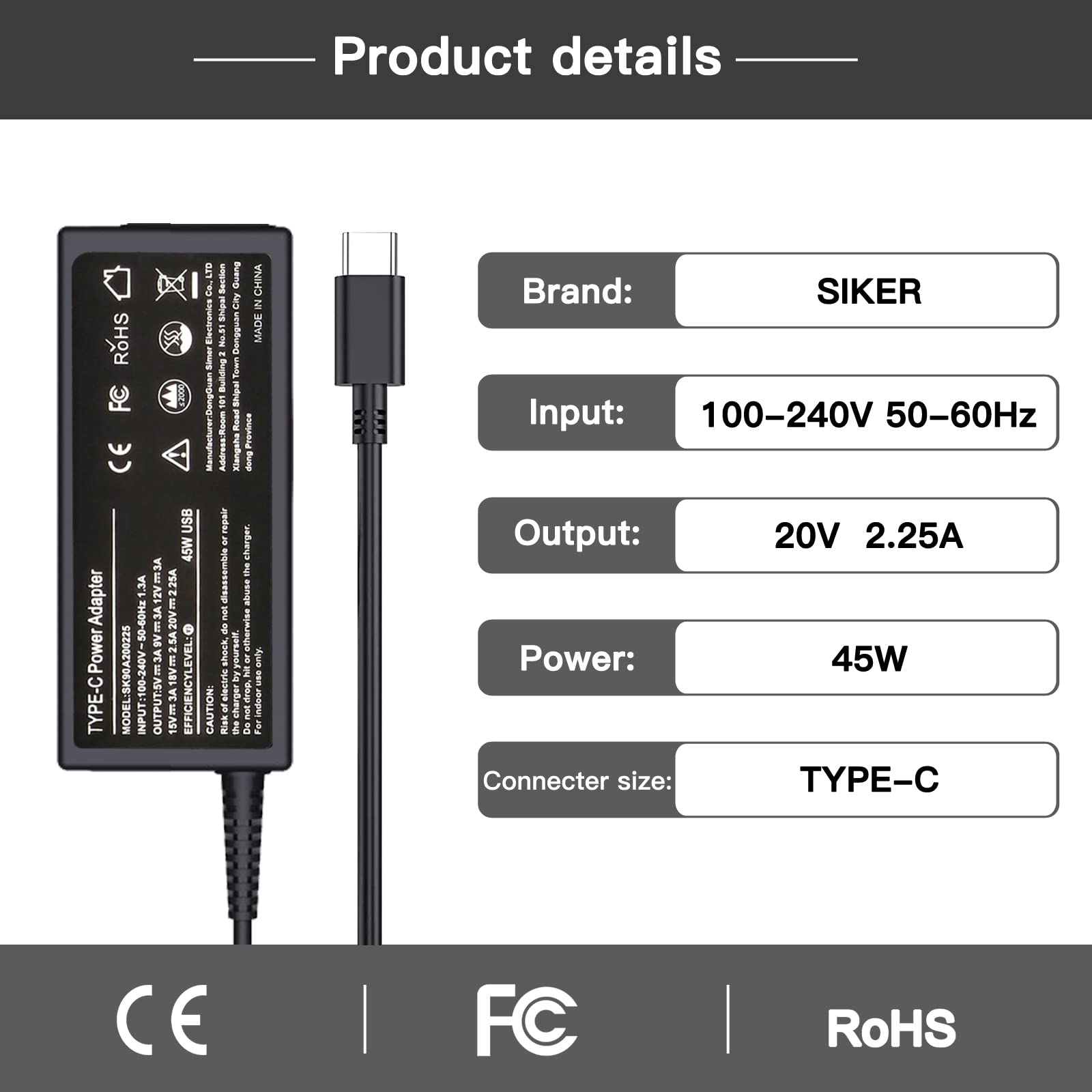 Foto 4 pulgar | Adaptador de Carga Usb C Tipo C de 45 W para Hp Chromebook X360 - Venta Internacional