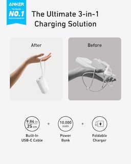 Foto 2 | Cargador Power Bank Anker 3 en 1 De 10.000 Mah con Cable Usb-c de 30 W - Venta Internacional
