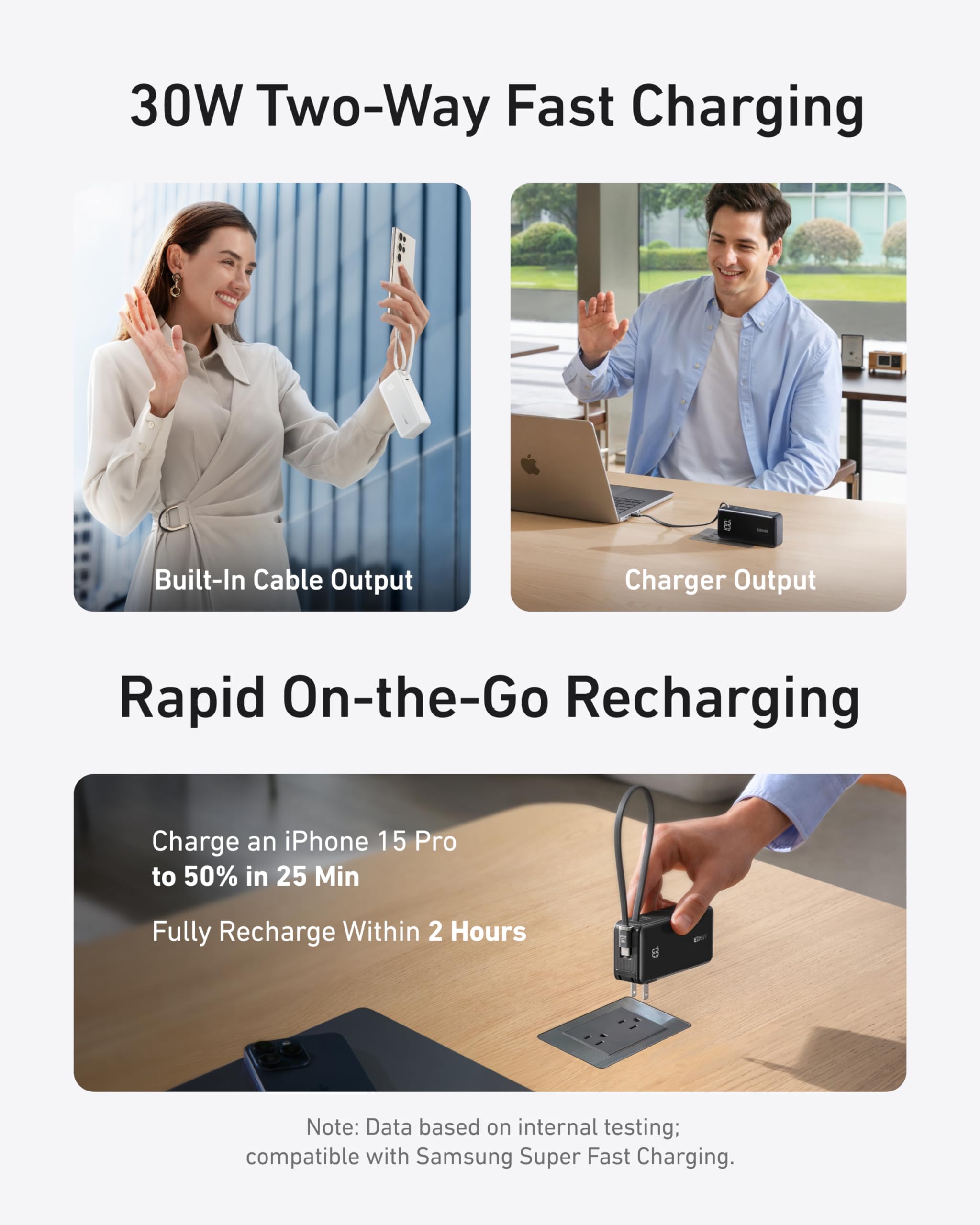 Foto 3 | Cargador Power Bank Anker 3 en 1 De 10.000 Mah con Cable Usb-c de 30 W - Venta Internacional