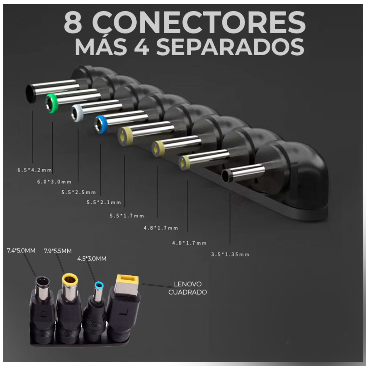 Foto 3 pulgar | Cargador Universal Multilaptops 12 Conectores 12–24v 96w Color Negro