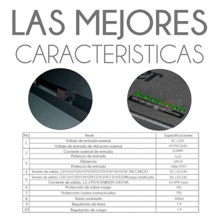 Foto 3 | Cargador Universal Multilaptops 12 Conectores 12–24v 96w Color Negro