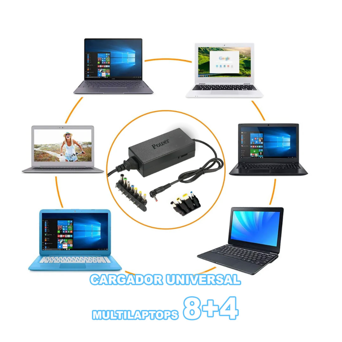 Foto 5 pulgar | Cargador Universal Multilaptops 12 Conectores 12–24v 96w Color Negro