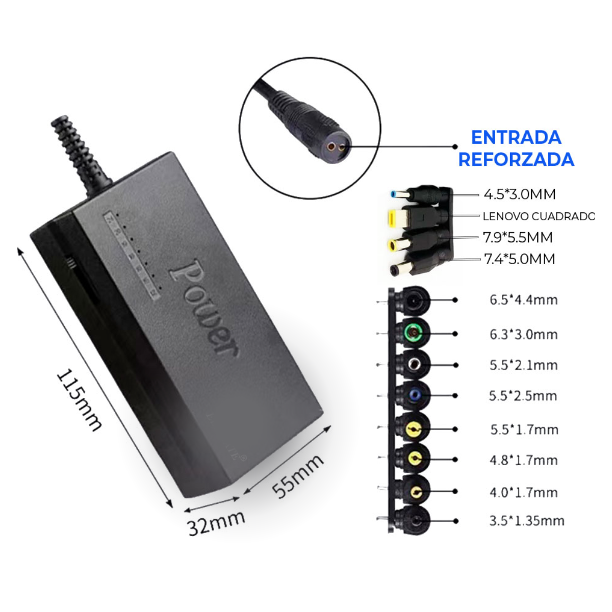 Foto 6 pulgar | Cargador Universal Multilaptops 12 Conectores 12–24v 96w Color Negro