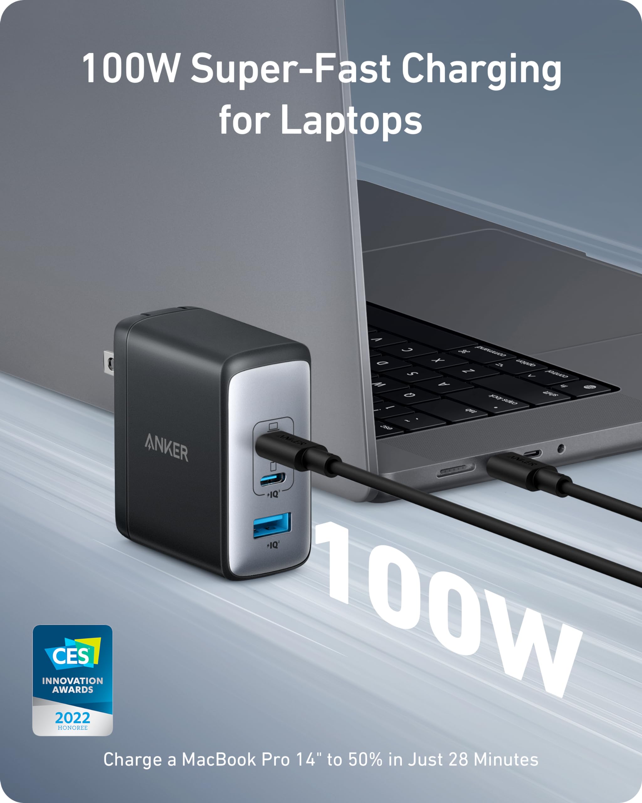 Foto 3 pulgar | Cargador Anker Nano Usb-c De 100 W Con 3 Puertos Para Macbook Pro/air - Venta Internacional.