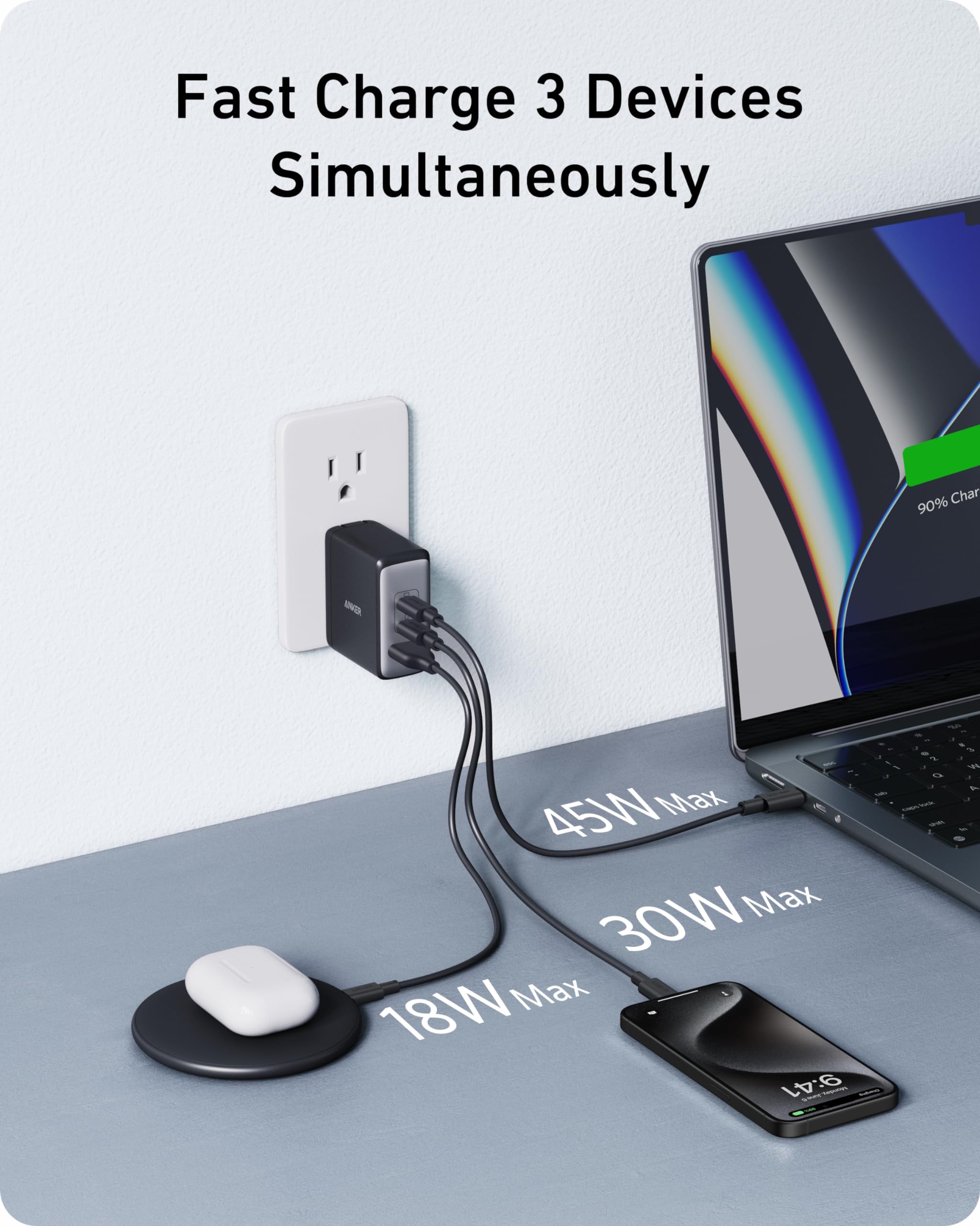 Foto 8 pulgar | Cargador Anker Nano Usb-c De 100 W Con 3 Puertos Para Macbook Pro/air - Venta Internacional.