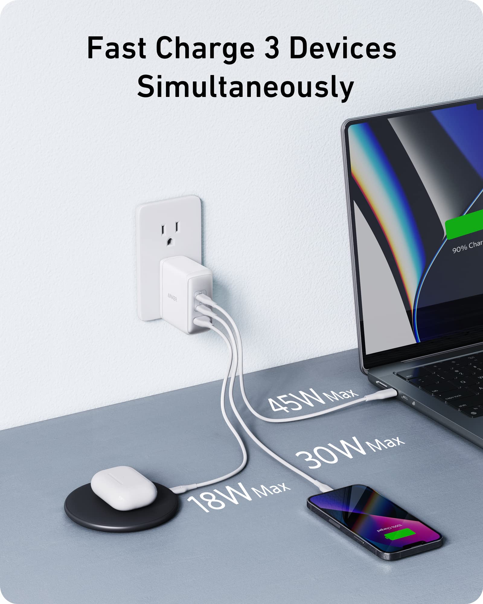 Foto 6 | Cargador Anker 736 Nano Ii 100w Usb C De 3 Puertos Para Macbook - Venta Internacional.