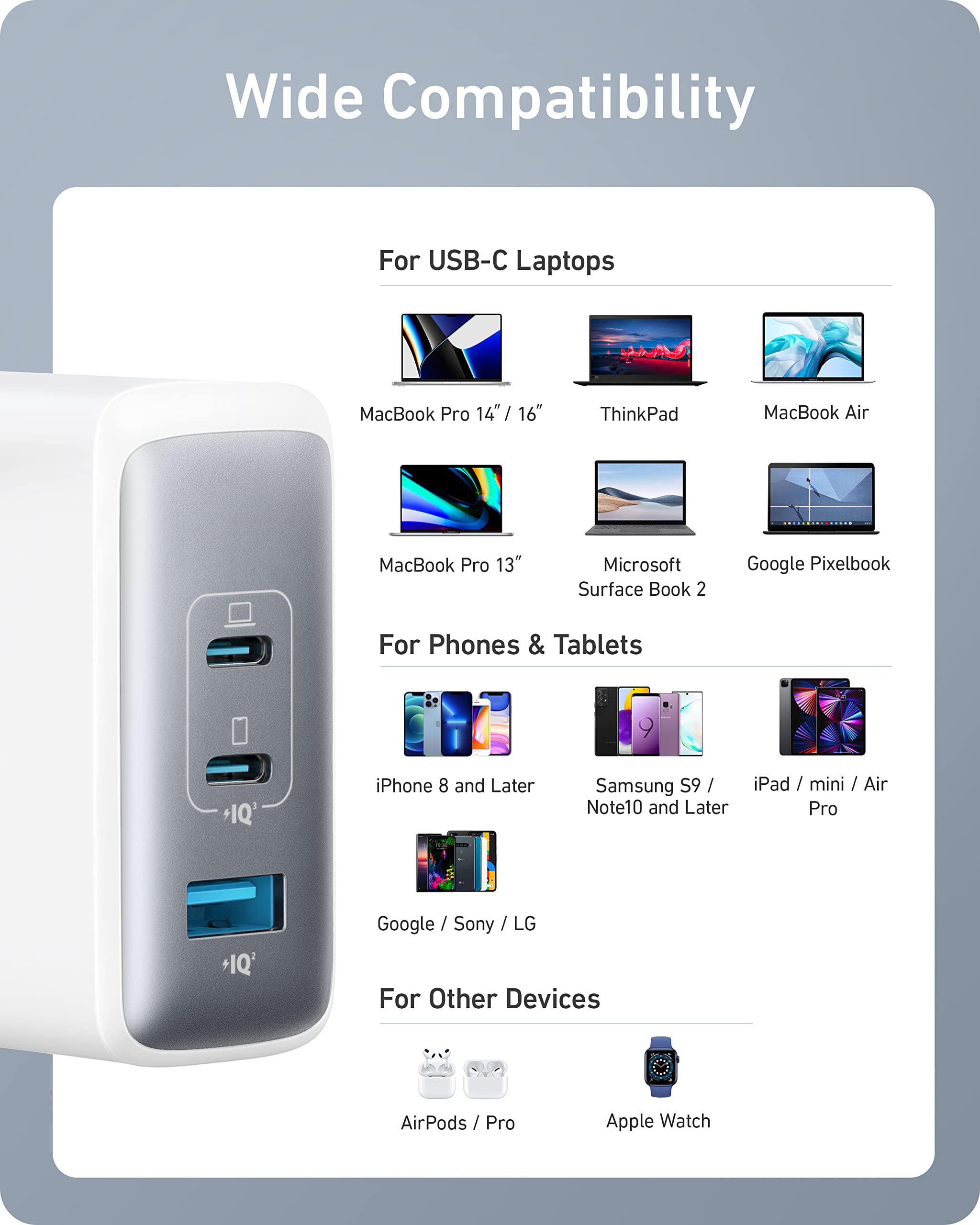 Foto 7 | Cargador Anker 736 Nano Ii 100w Usb C De 3 Puertos Para Macbook - Venta Internacional.
