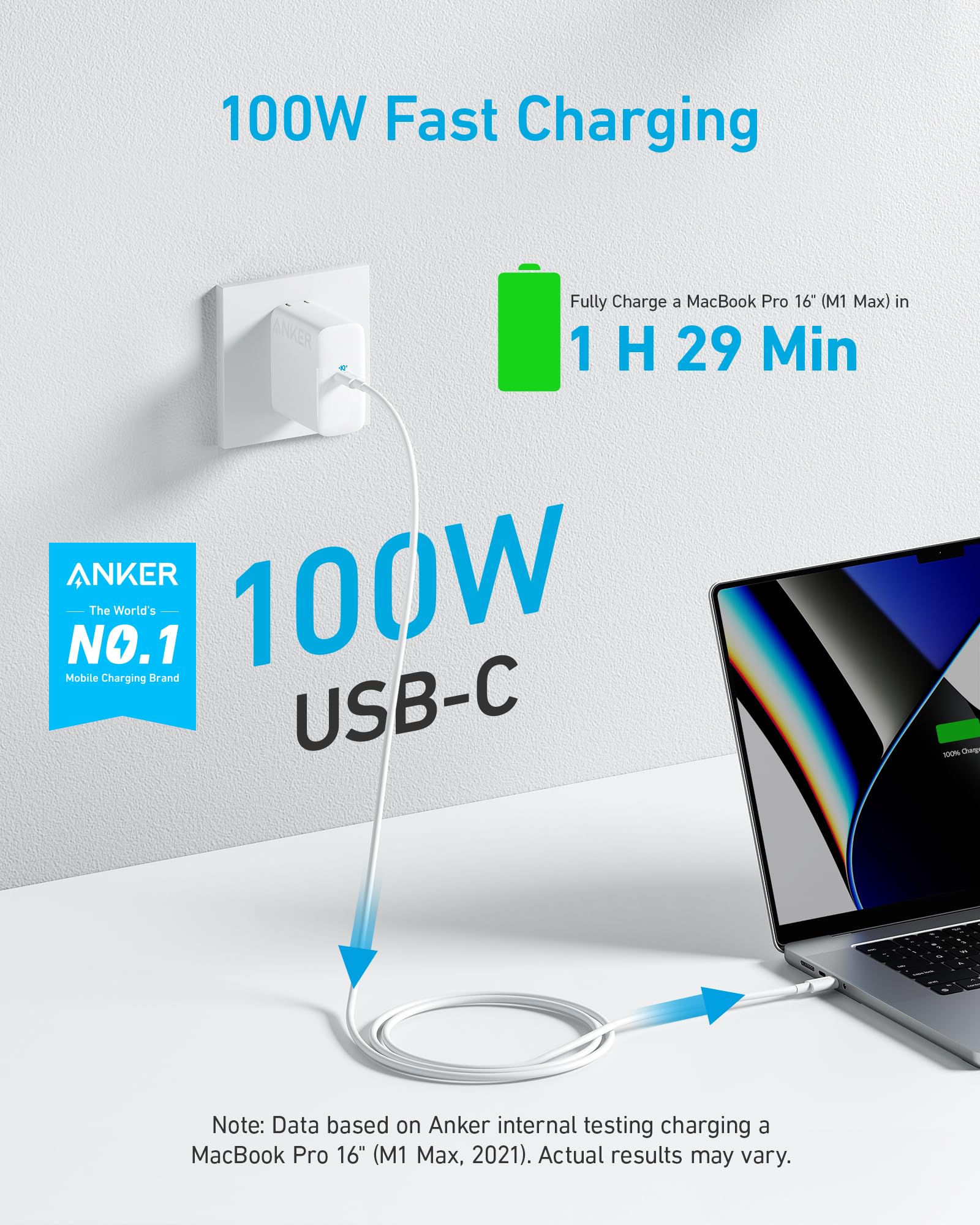Foto 3 pulgar | Cargador Anker Usb C De 100 W Para Mac Book Pro, Samsung, Ipad Pro - Venta Internacional.