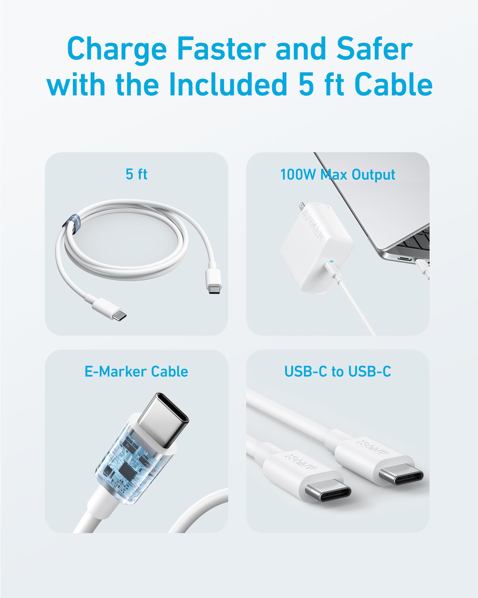 Foto 6 pulgar | Cargador Anker Usb C De 100 W Para Mac Book Pro, Samsung, Ipad Pro - Venta Internacional.