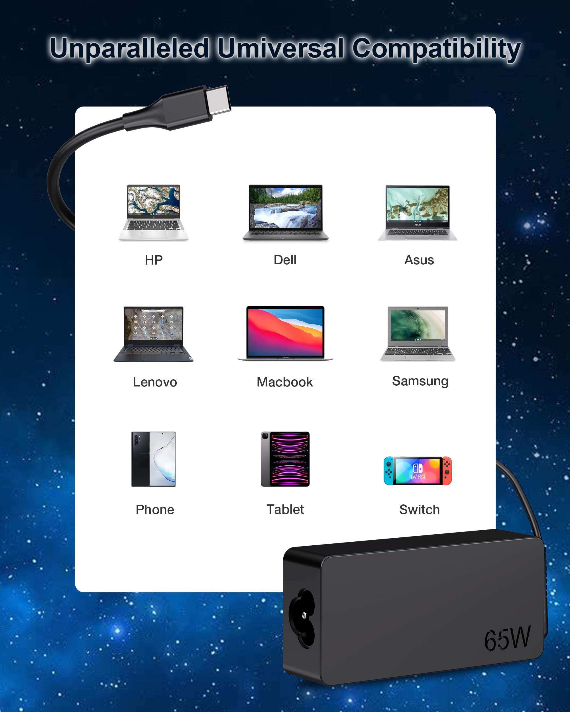 Foto 6 pulgar | Cargador Usb C De 65 W Y 45 W Para Lenovo Thinkpad/chromebook - Venta Internacional.