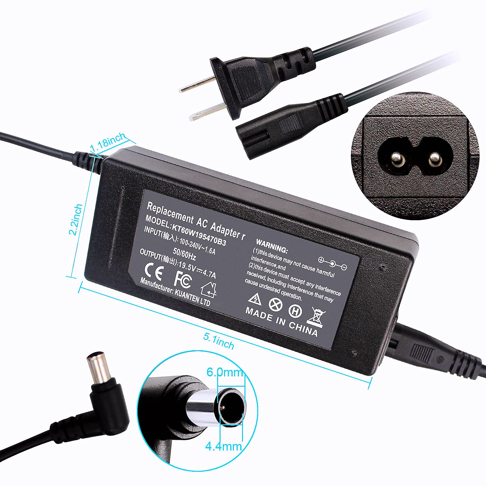 Foto 3 pulgar | Cable Adaptador De Alimentación 19,5 V 4,36 A 92 W Para Tv Lcd Sony Bravia - Venta Internacional.