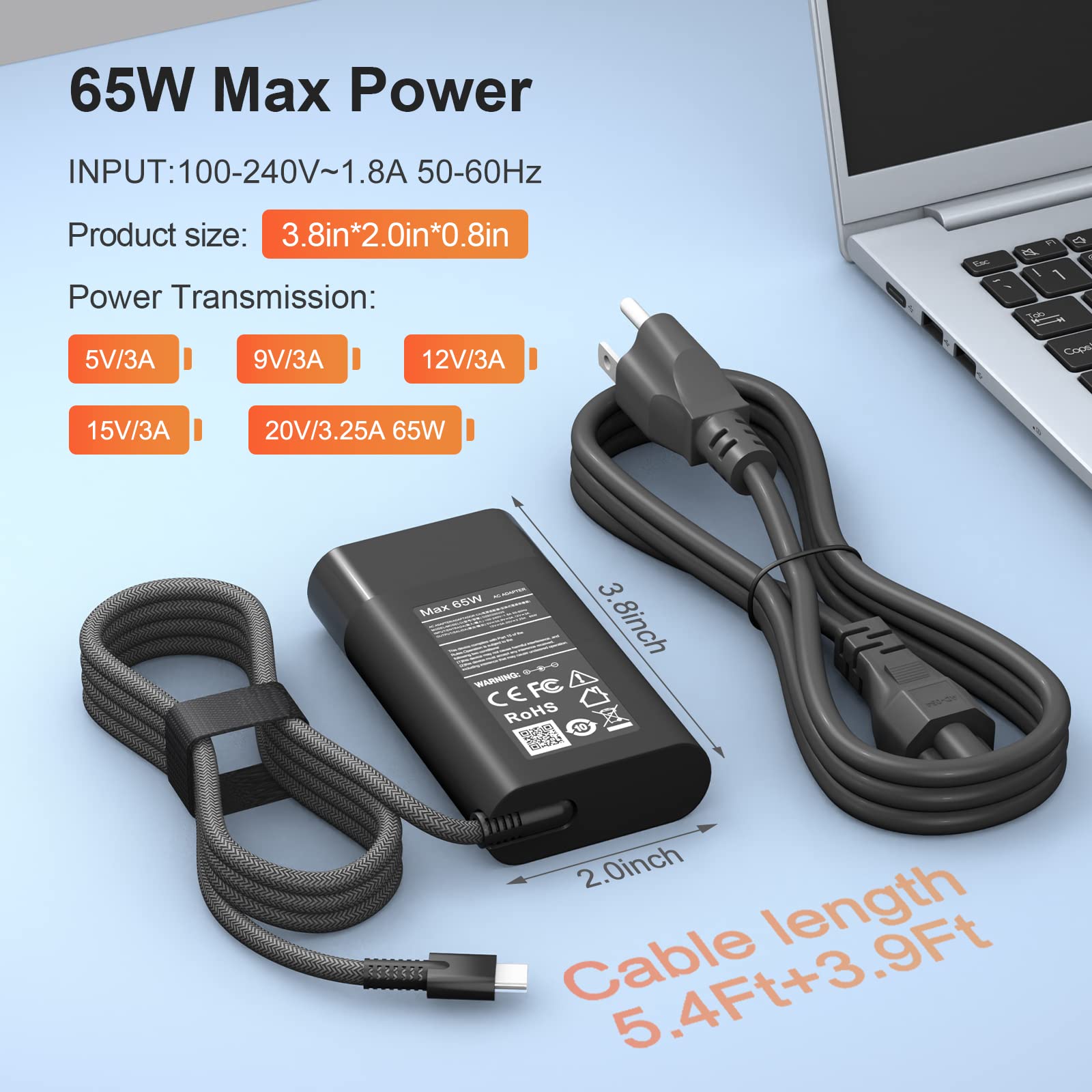 Foto 5 pulgar | Cargador Portátil Roayewey Usb C De 65 W Para Hp Spectre X360 14 2 En 1 - Venta Internacional.