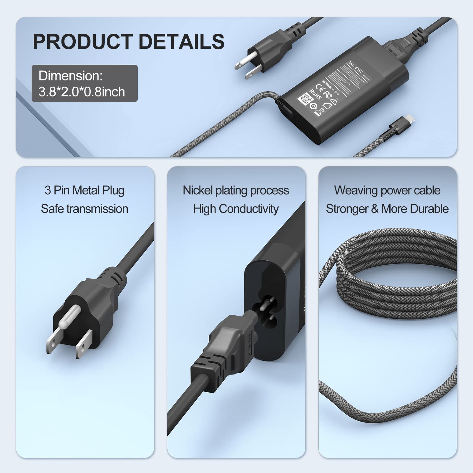 Foto 6 pulgar | Cargador Portátil Roayewey Usb C De 65 W Para Hp Spectre X360 14 2 En 1 - Venta Internacional.