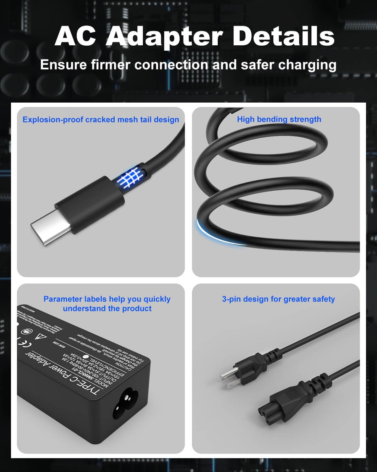 Foto 5 pulgar | Cargador Portátil Yoxydif 65w Usb Tipo C Para Lenovo Thinkpad - Venta Internacional.