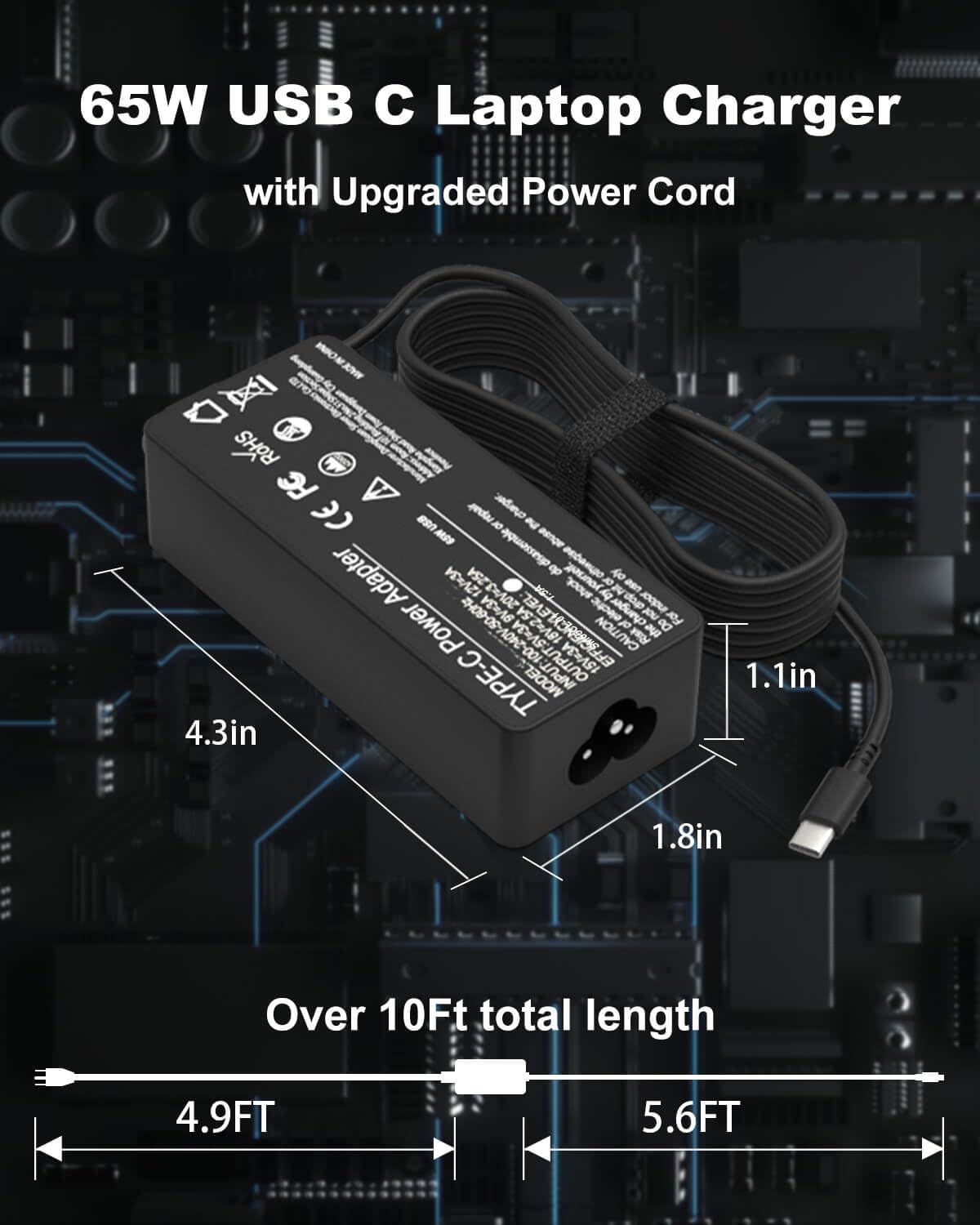 Foto 6 pulgar | Cargador Portátil Yoxydif 65w Usb Tipo C Para Lenovo Thinkpad - Venta Internacional.