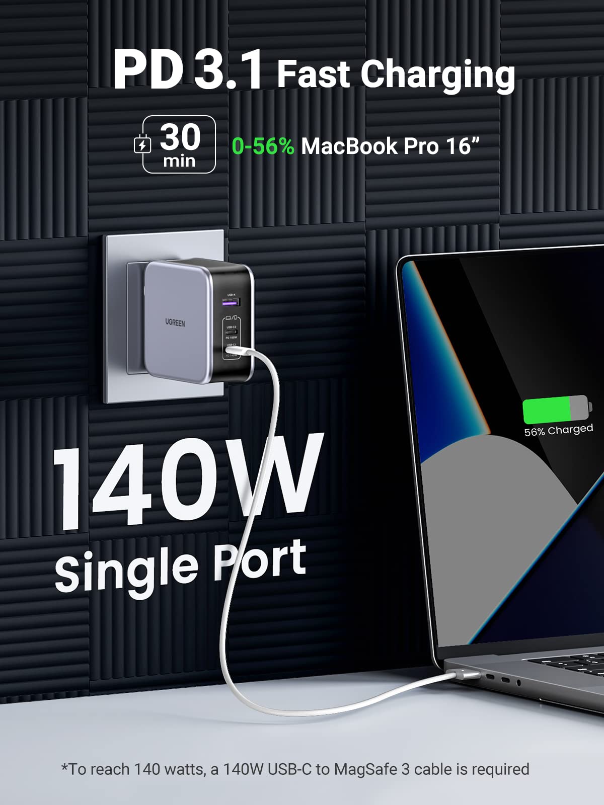 Foto 3 pulgar | Cargador Ugreen Usb C Nexode Pd3.1 Pps Para Macbook Pro De 3 Puertos, 140 W - Venta Internacional.