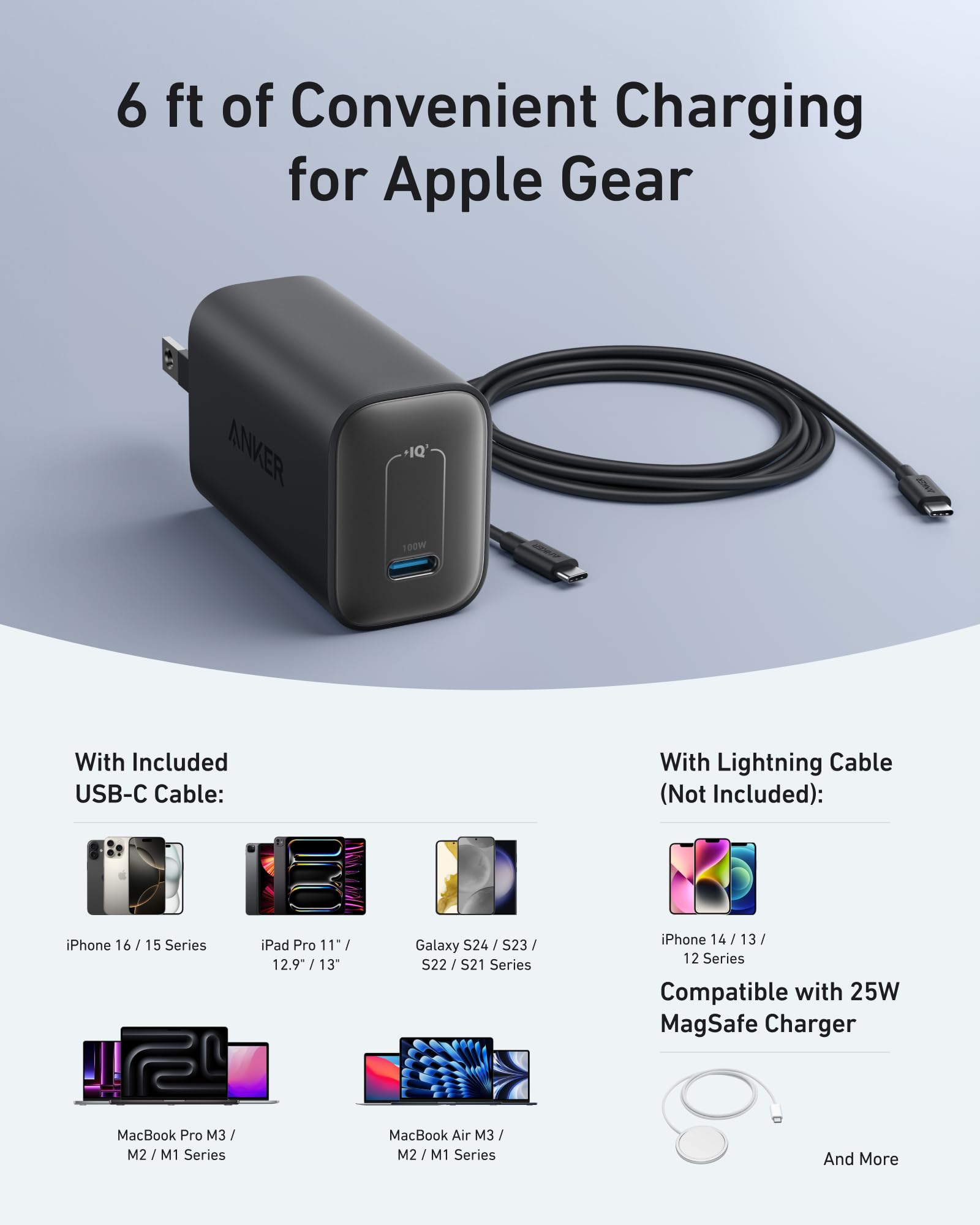 Foto 7 pulgar | Cargador Anker Nano De 100 W Para Macbook Con Cable Usb-c De 6 Pies Incluido - Venta Internacional.