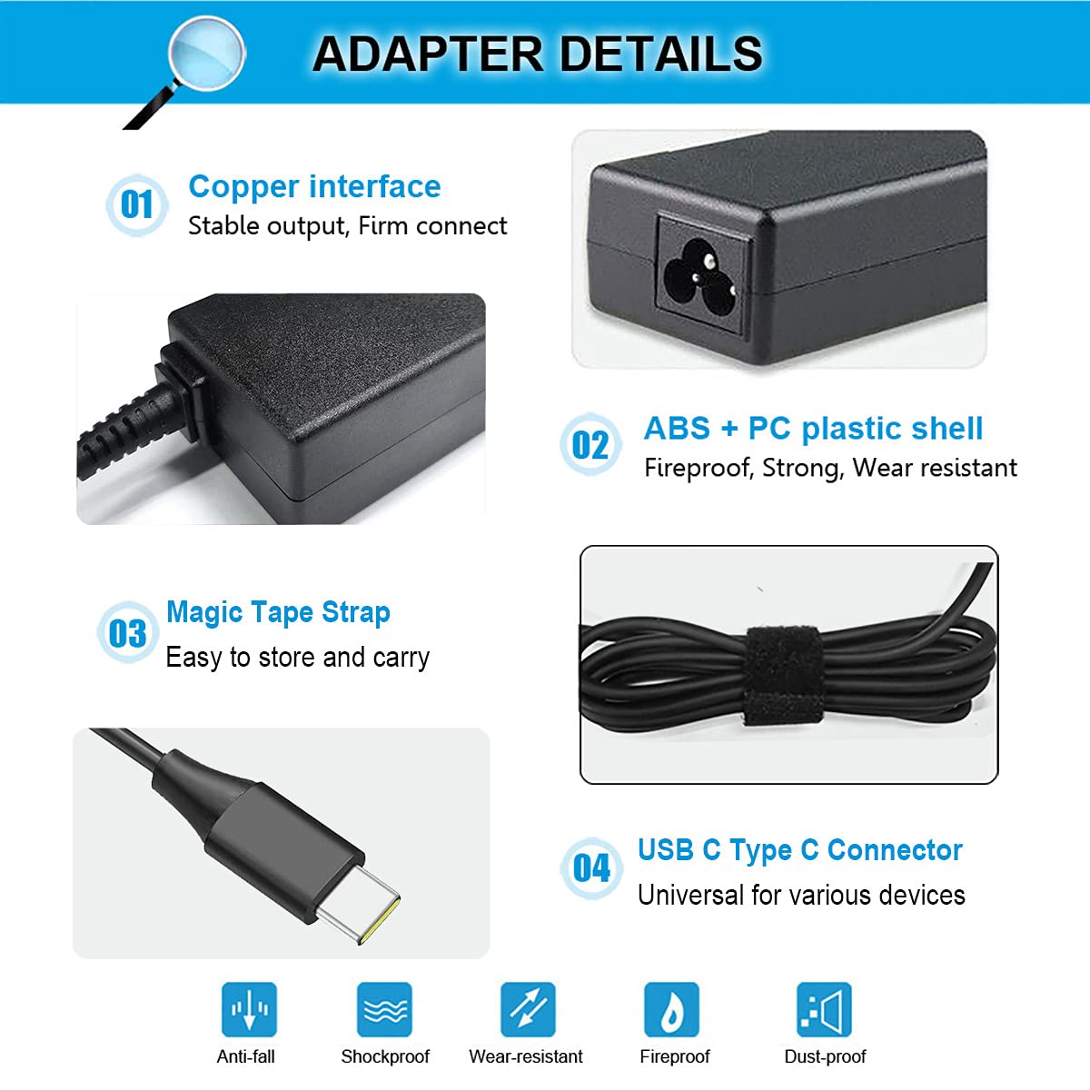 Foto 4 pulgar | Cargador Emanjor Usb C De 45 W Para Hp Chromebook X360 14 14 A G5 11 A - Venta Internacional.