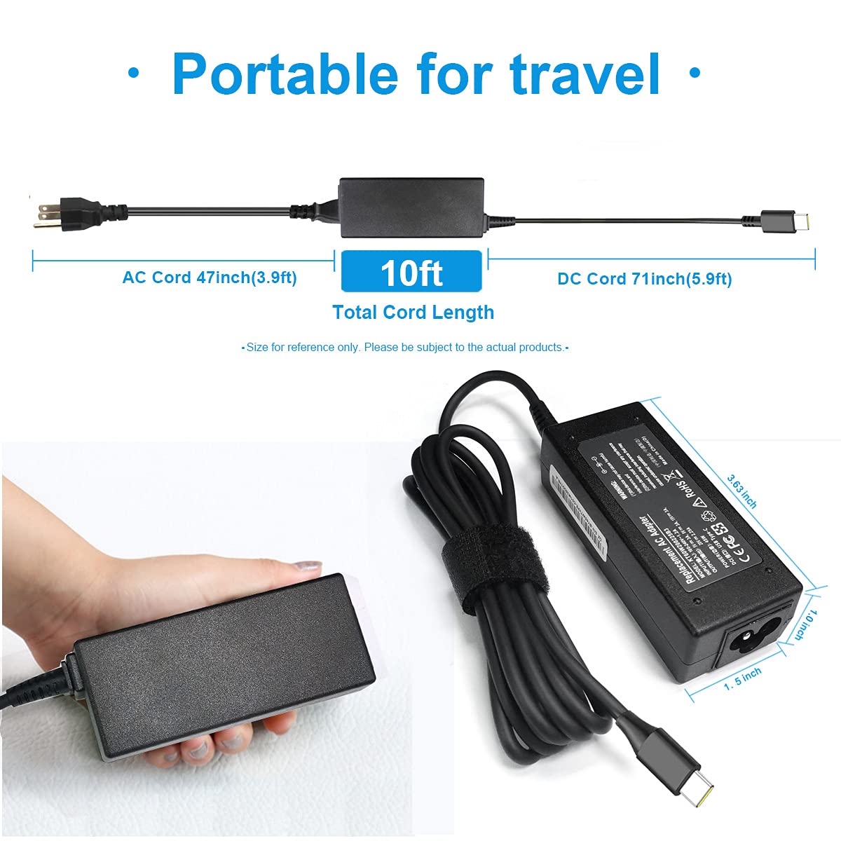 Foto 4 | Cargador Emanjor Usb C De 45 W Para Hp Chromebook X360 14 14 A G5 11 A - Venta Internacional.