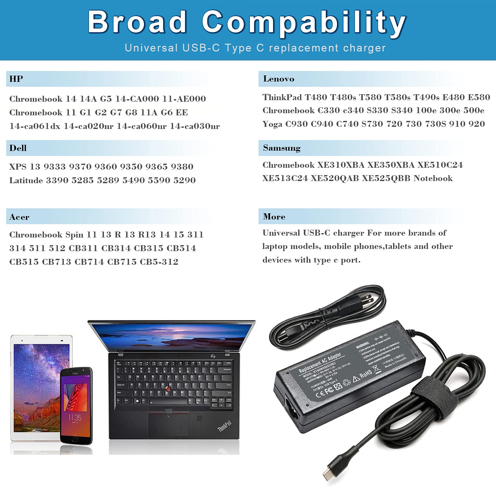 Foto 6 pulgar | Cargador Emanjor Usb C De 45 W Para Hp Chromebook X360 14 14 A G5 11 A - Venta Internacional.
