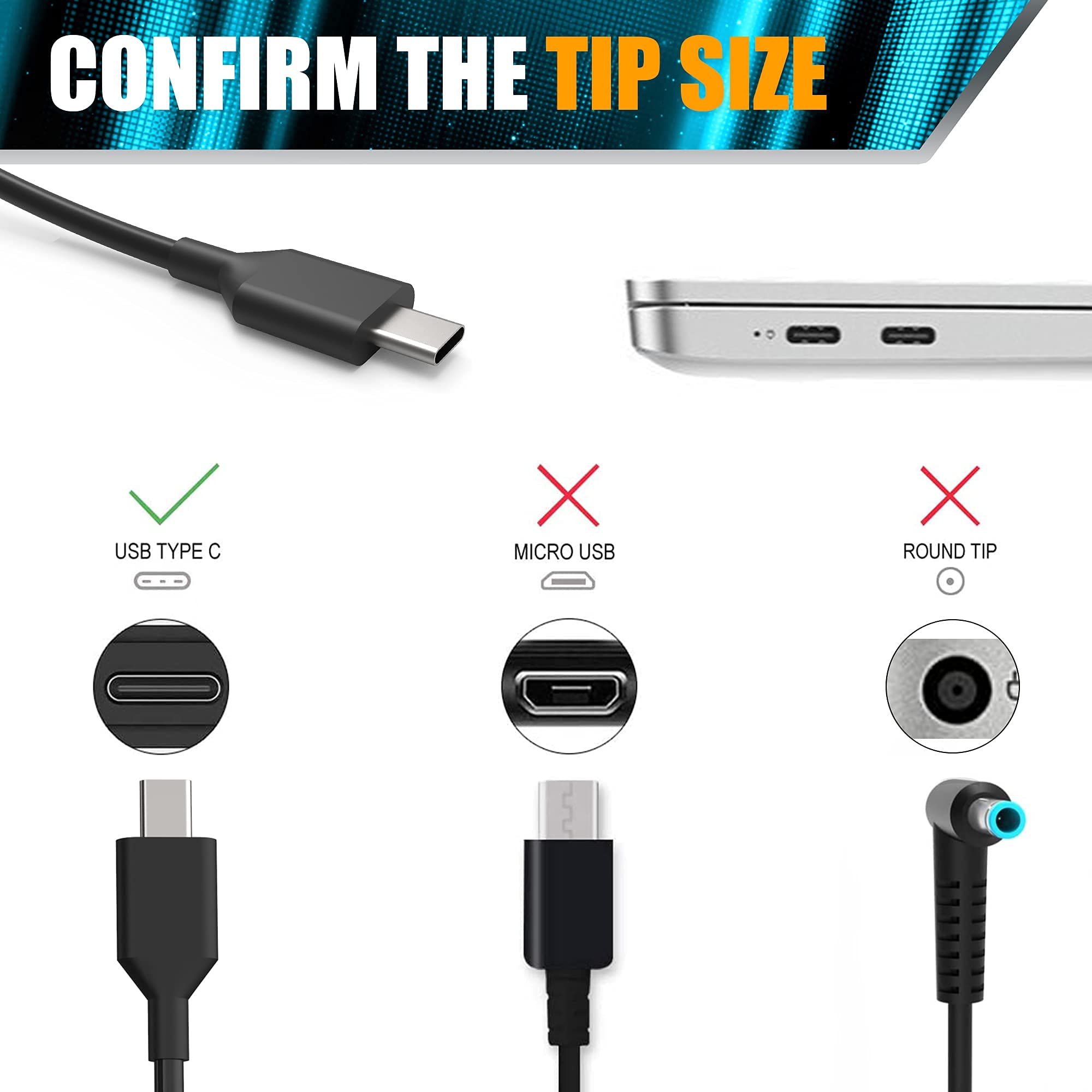 Foto 3 pulgar | Cargador Yeotsmut Usb-c De 45 W Para Hp Spectre Chromebook X2 - Venta Internacional.
