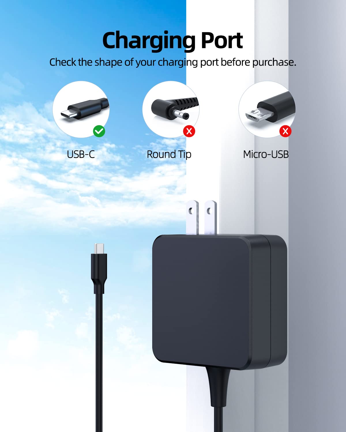 Foto 3 pulgar | Cargador Para Asus Chromebook Usb C De 45 W Superer Ul Safety - Venta Internacional.