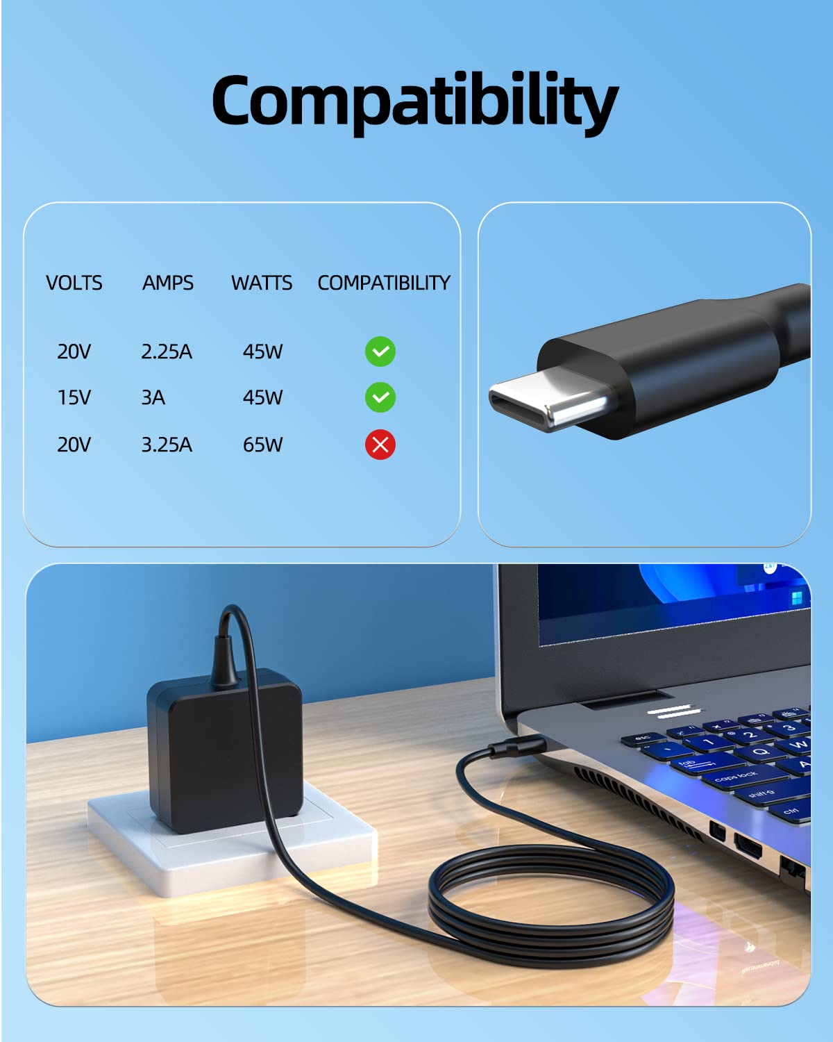 Foto 5 pulgar | Cargador Para Asus Chromebook Usb C De 45 W Superer Ul Safety - Venta Internacional.